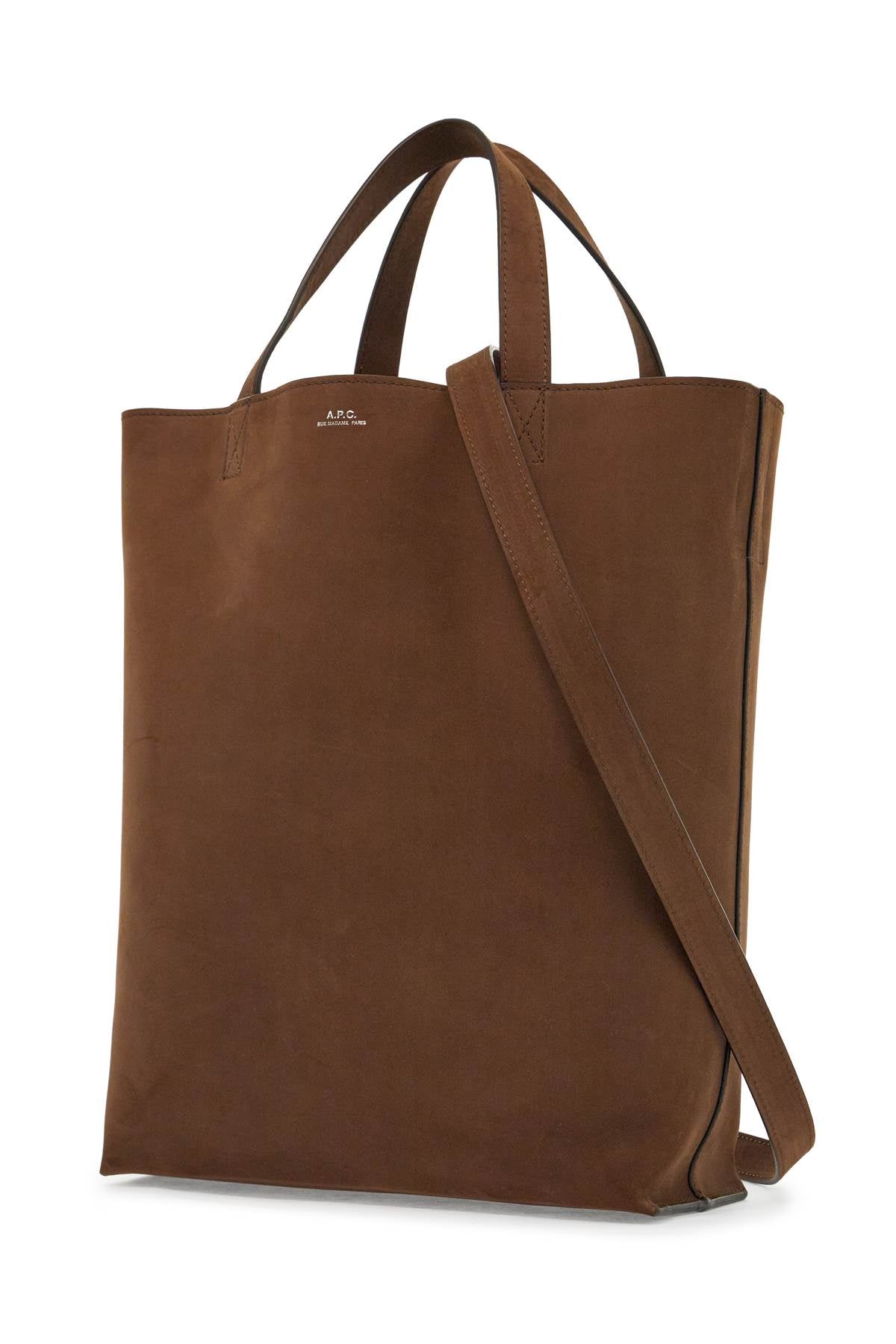 A.P.C. Medium Brown Calfskin Bag With Removable Shoulder Strap Cabas Maiko