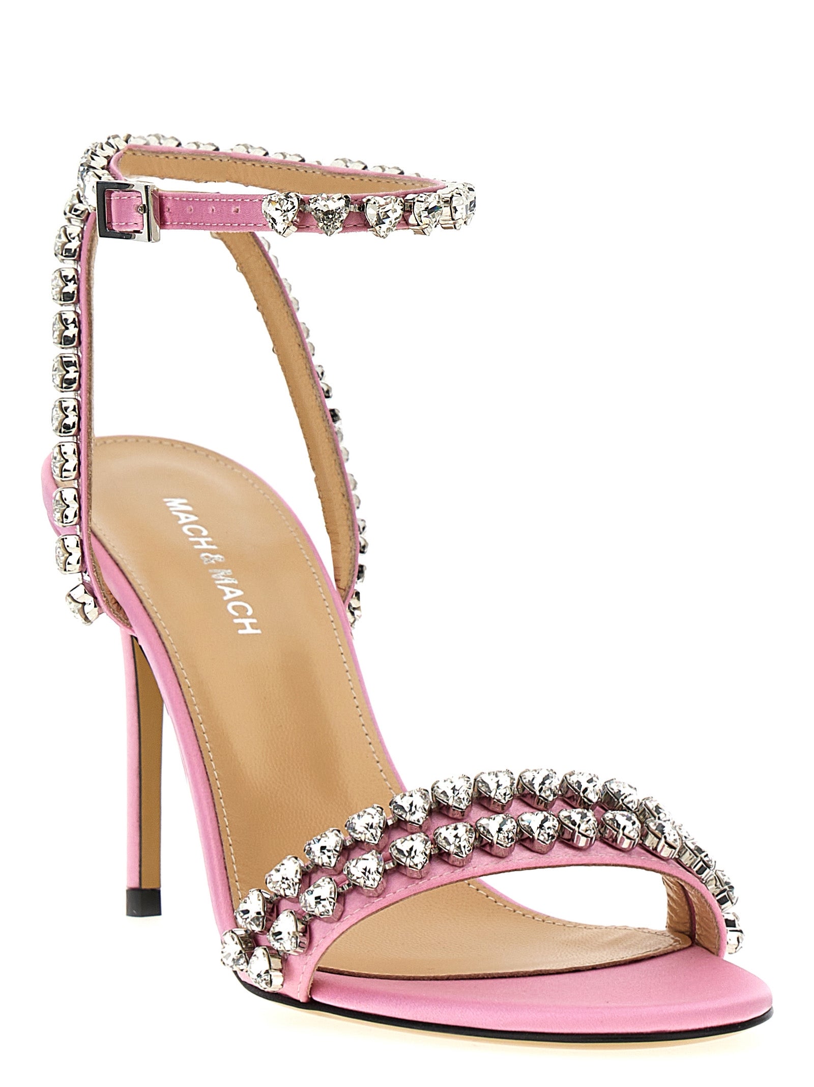 Mach & Mach 'Audrey Crystal Round Toe Satin' Sandals