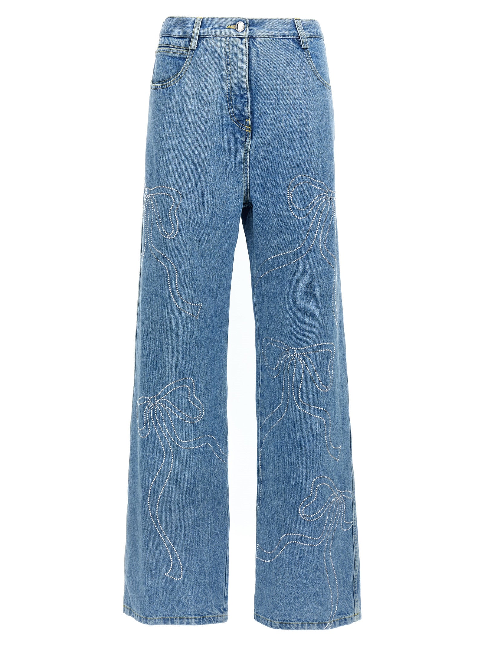 Mach & Mach 'Crystal Ribbon Hot Fix' Jeans