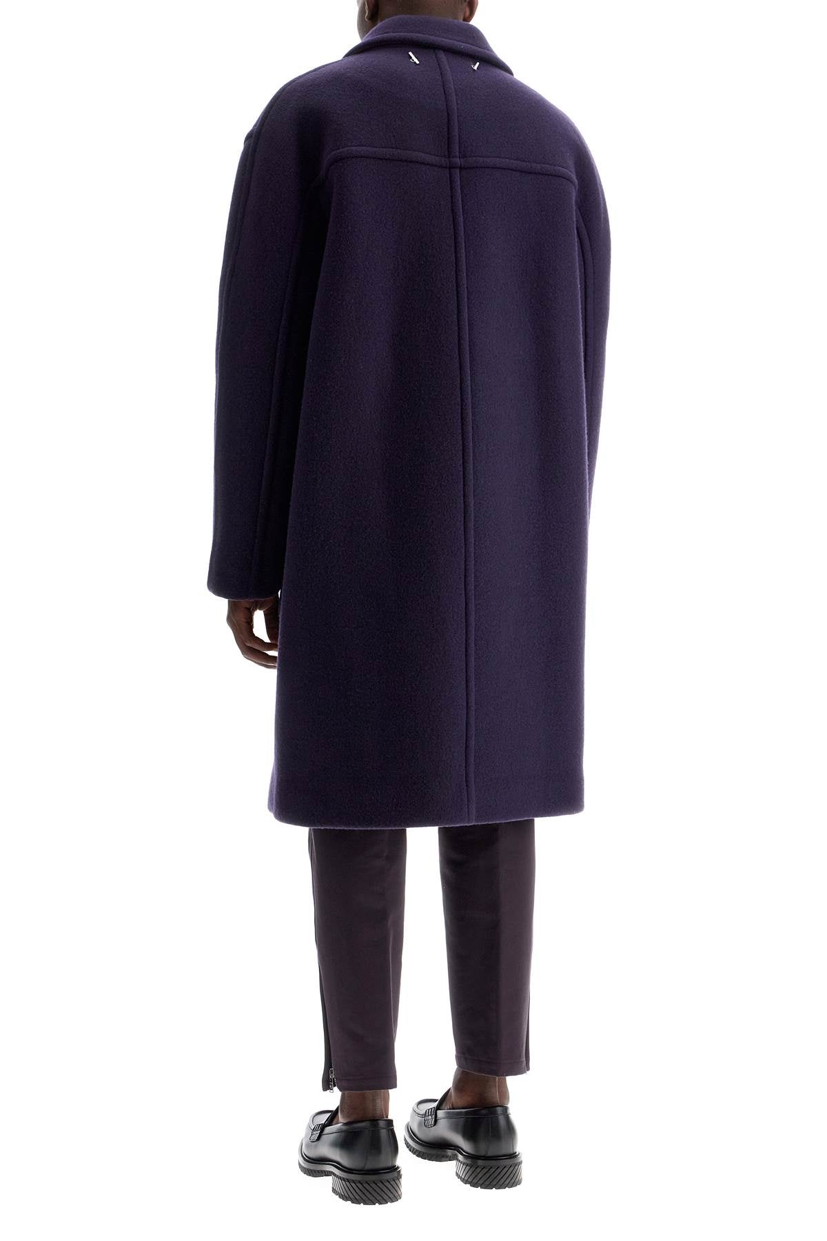 Lanvin Double-Breasted Heavy Wool Coat Blue