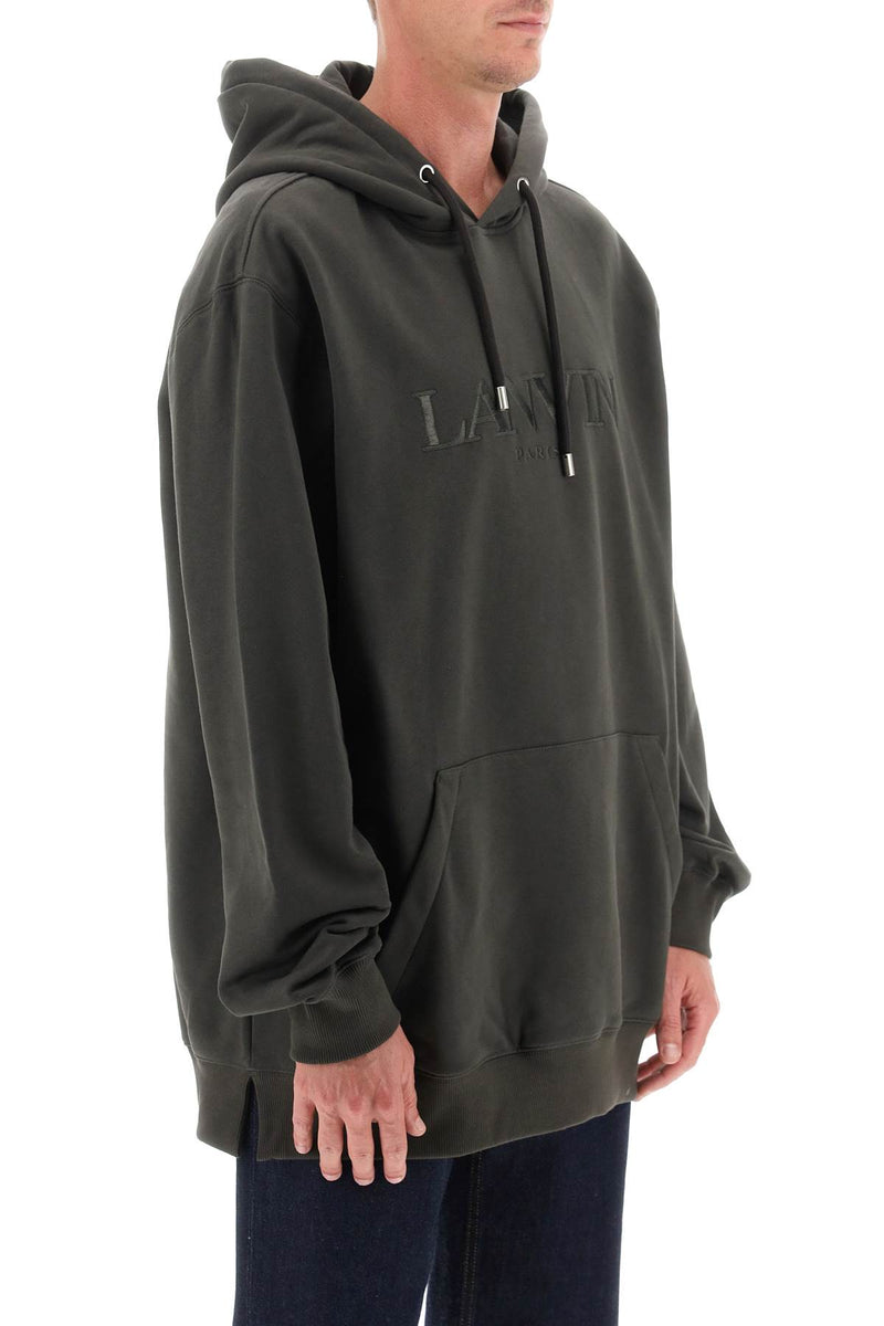 Lanvin Hoodie With Curb Embroidery Green