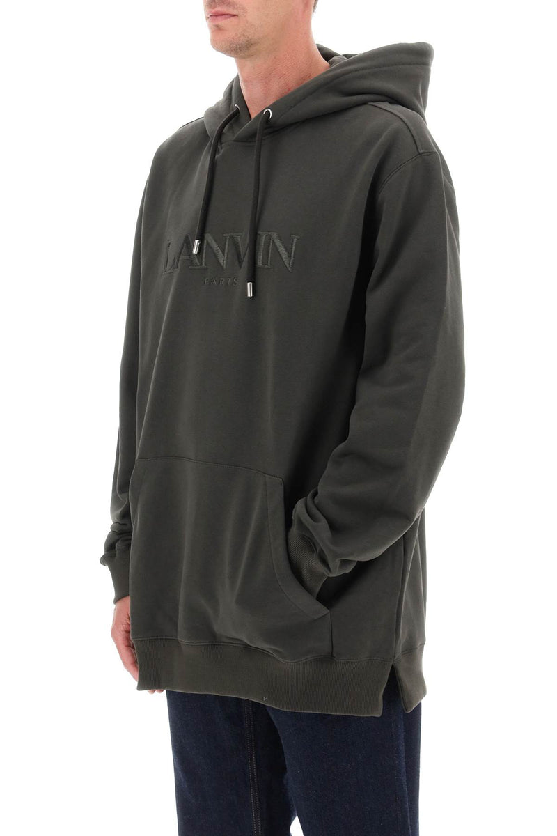 Lanvin Hoodie With Curb Embroidery Green