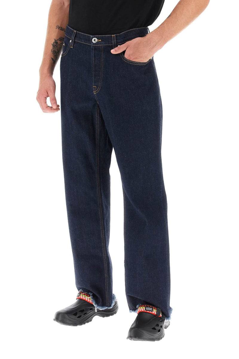 Lanvin Jeans With Frayed Hem Blue