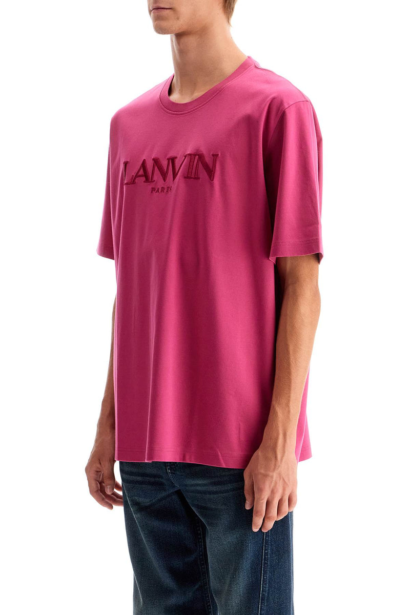 Lanvin T-Shirt With Embroidered Logo Design Pink