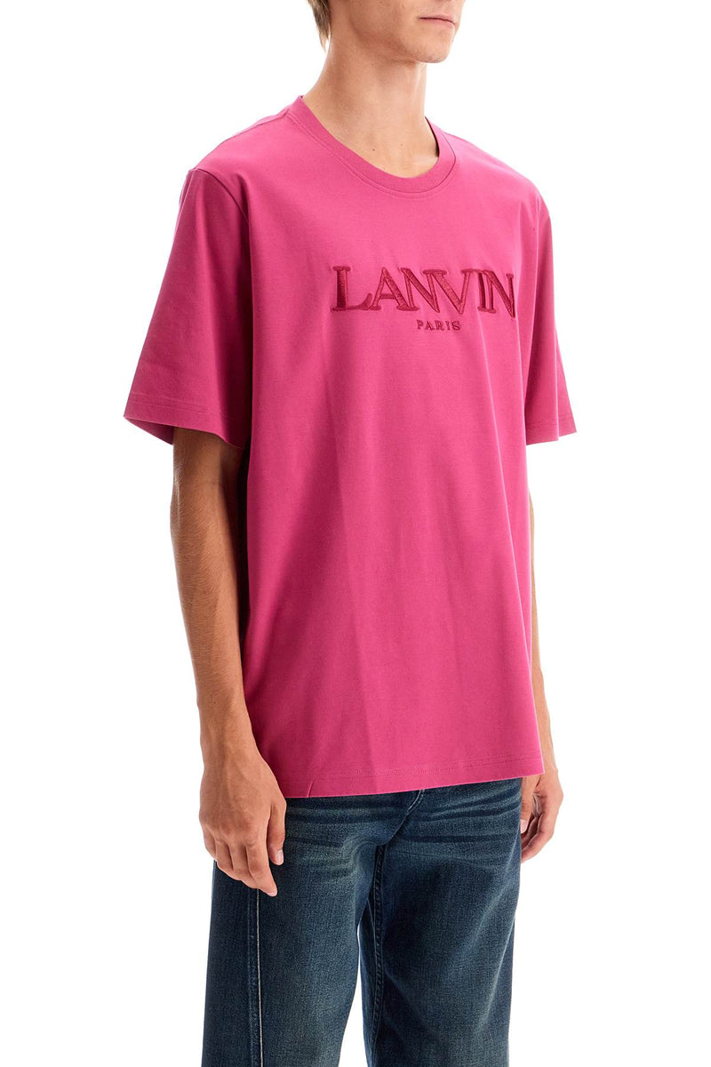 Lanvin T-Shirt With Embroidered Logo Design Pink