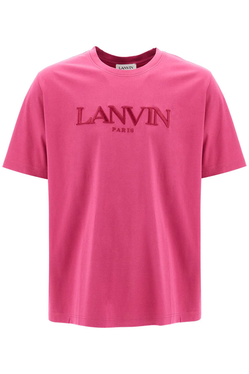 Lanvin T-Shirt With Embroidered Logo Design Pink