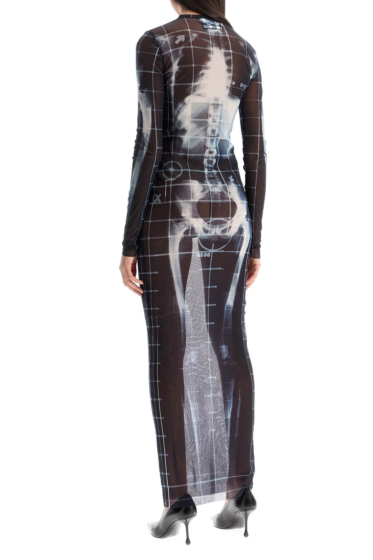 Jean Paul Gaultier Long Dress With X-Ray Print In Black, Blue, And Light Blue Squeletor