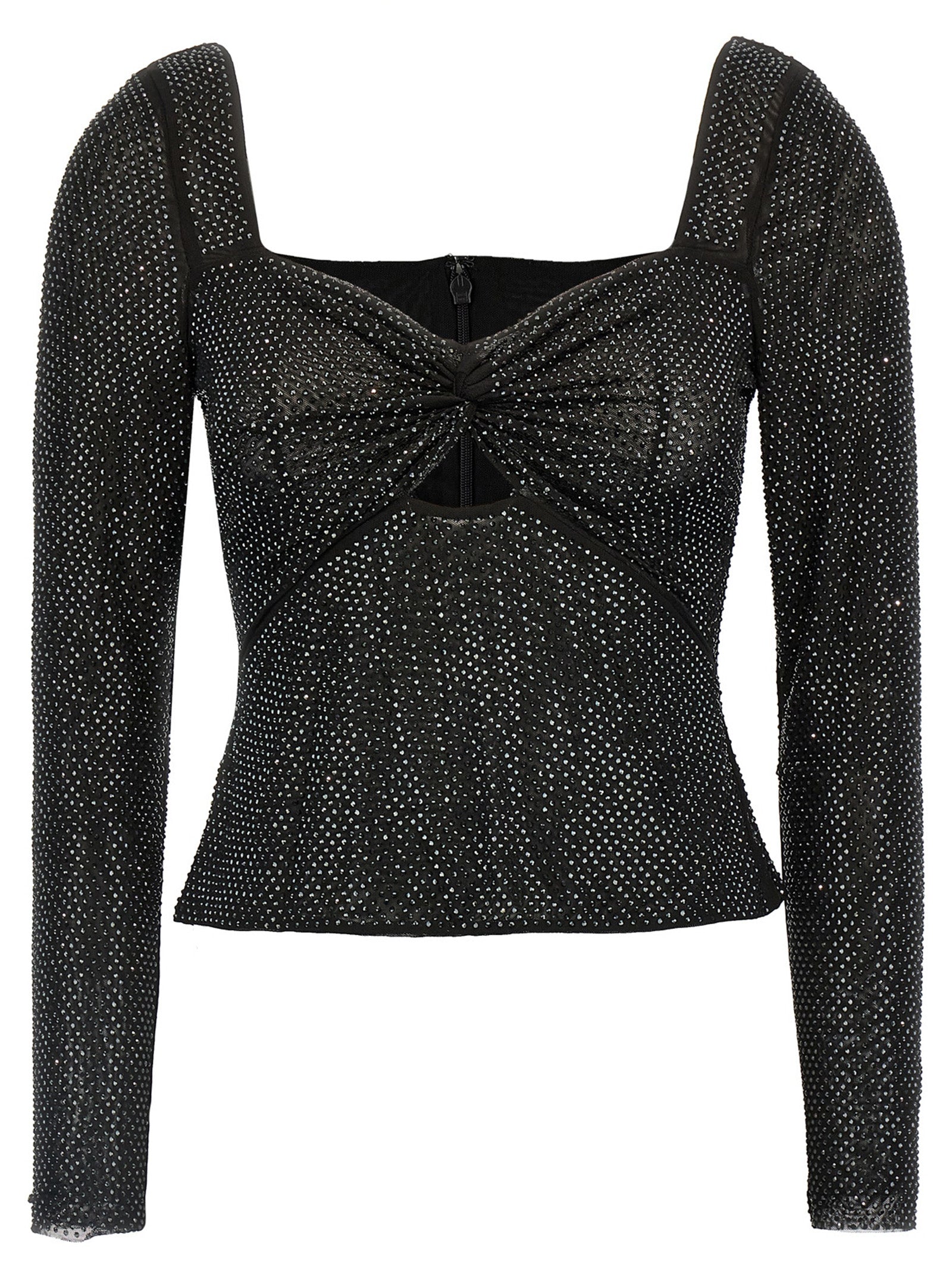 Self Portrait 'Black Rhinestone Mesh' Top