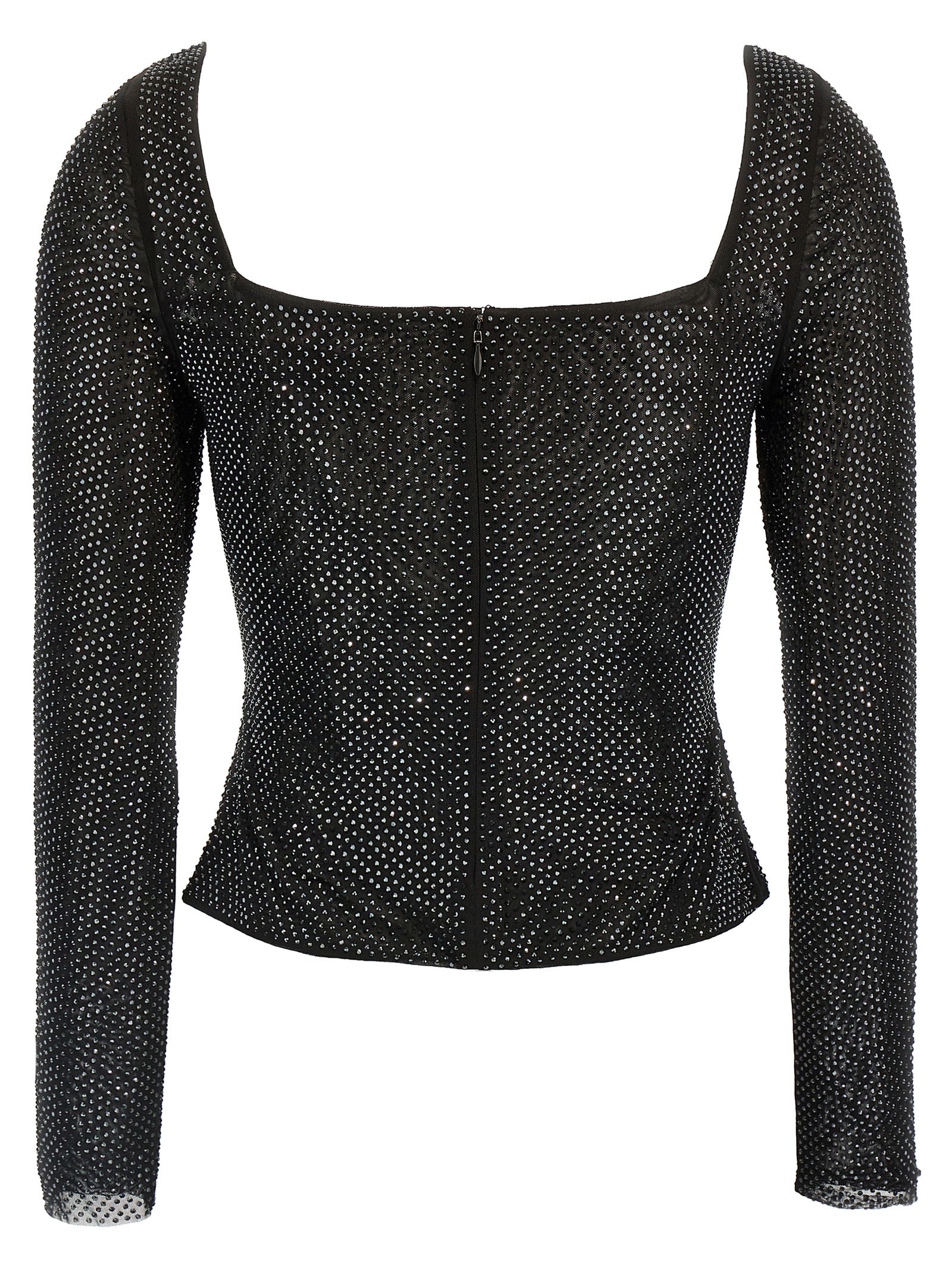 Self Portrait 'Black Rhinestone Mesh' Top