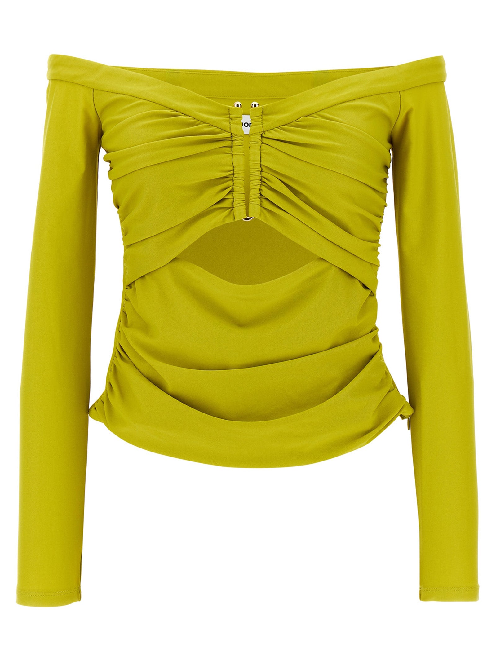 Self Portrait 'Chartreuse Jersey Off Shoulder' Top