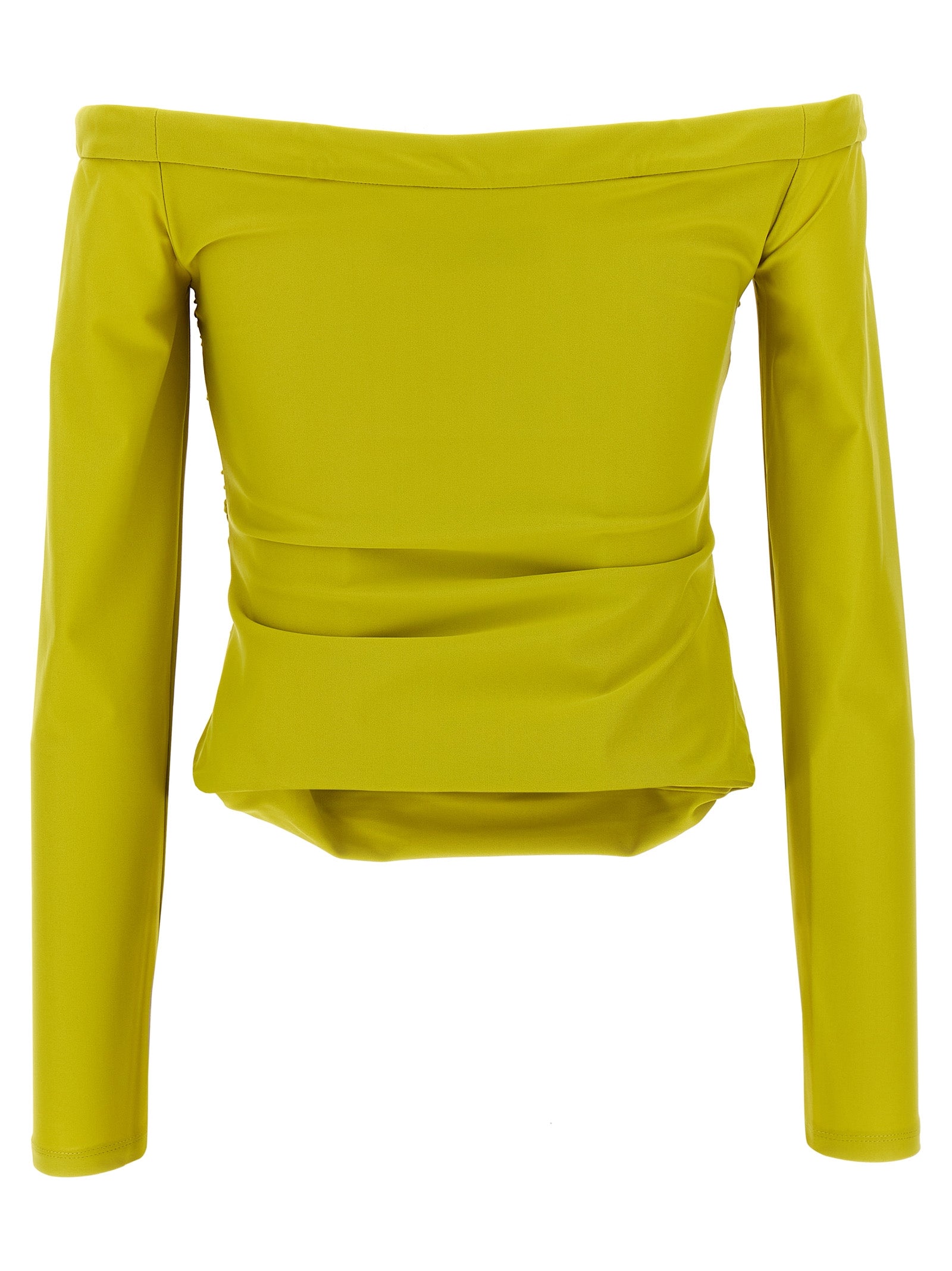 Self Portrait 'Chartreuse Jersey Off Shoulder' Top