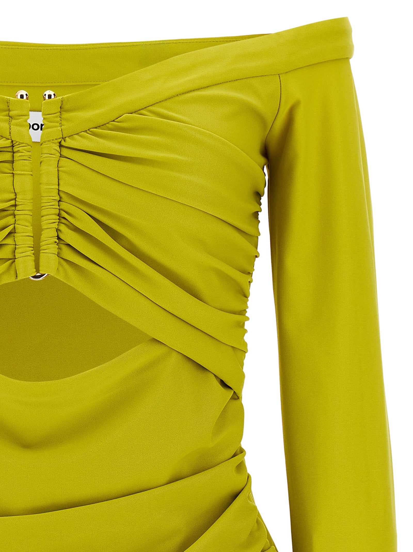 Self Portrait 'Chartreuse Jersey Off Shoulder' Top