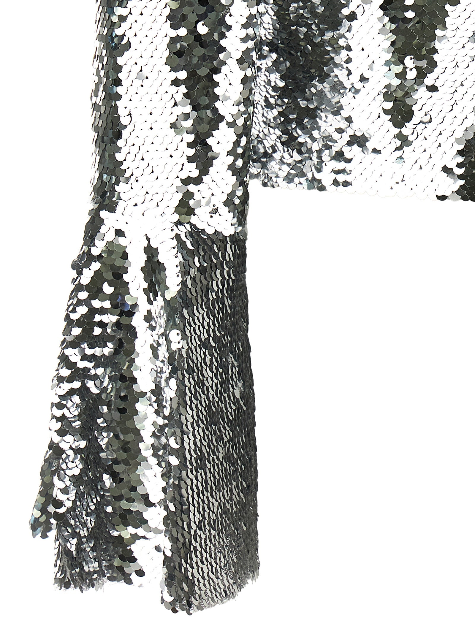 Self Portrait 'Silver Sequin Flared Sleeve' Top