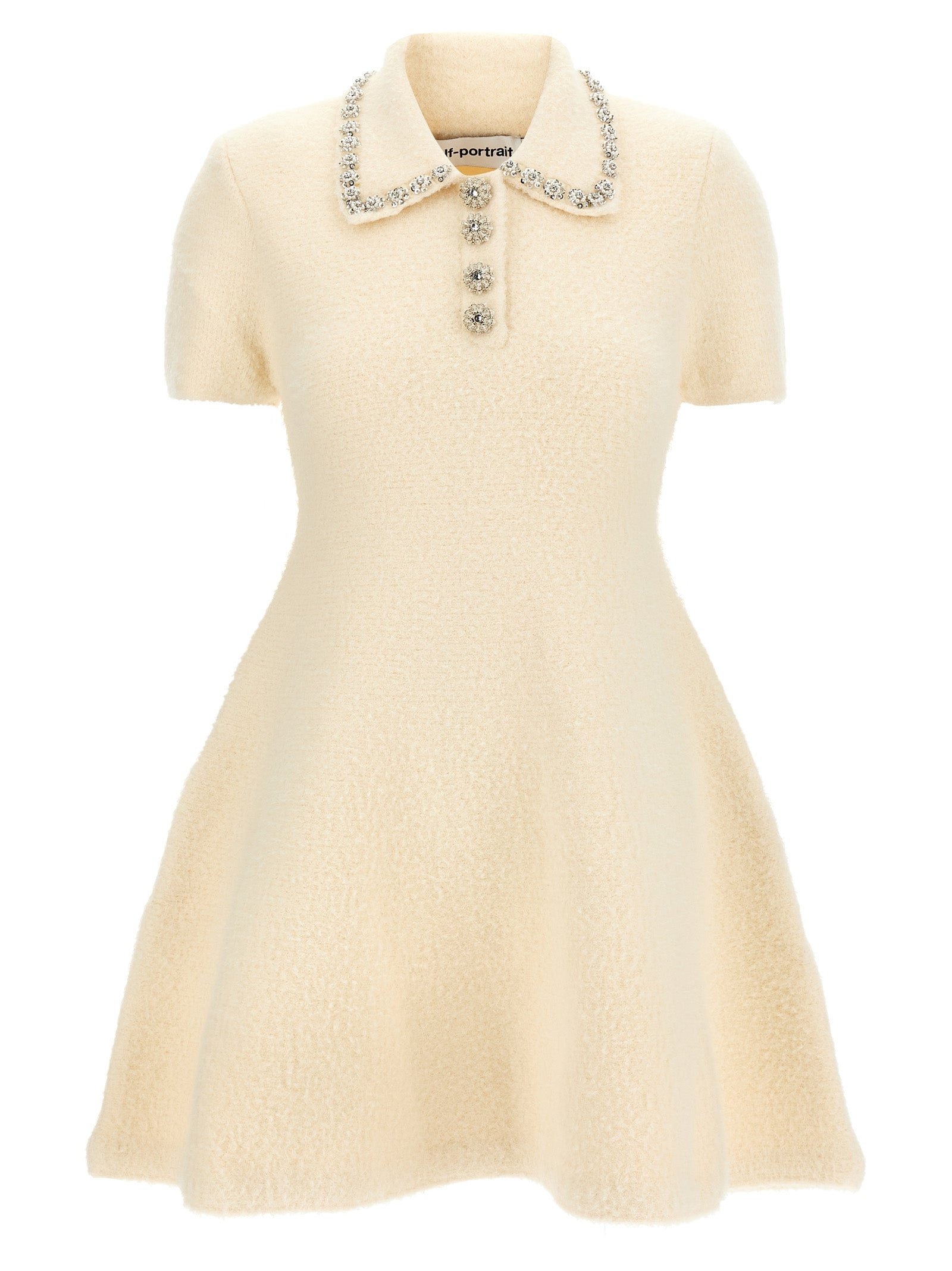 Self Portrait 'Cream Soft Knit Mini' Dress