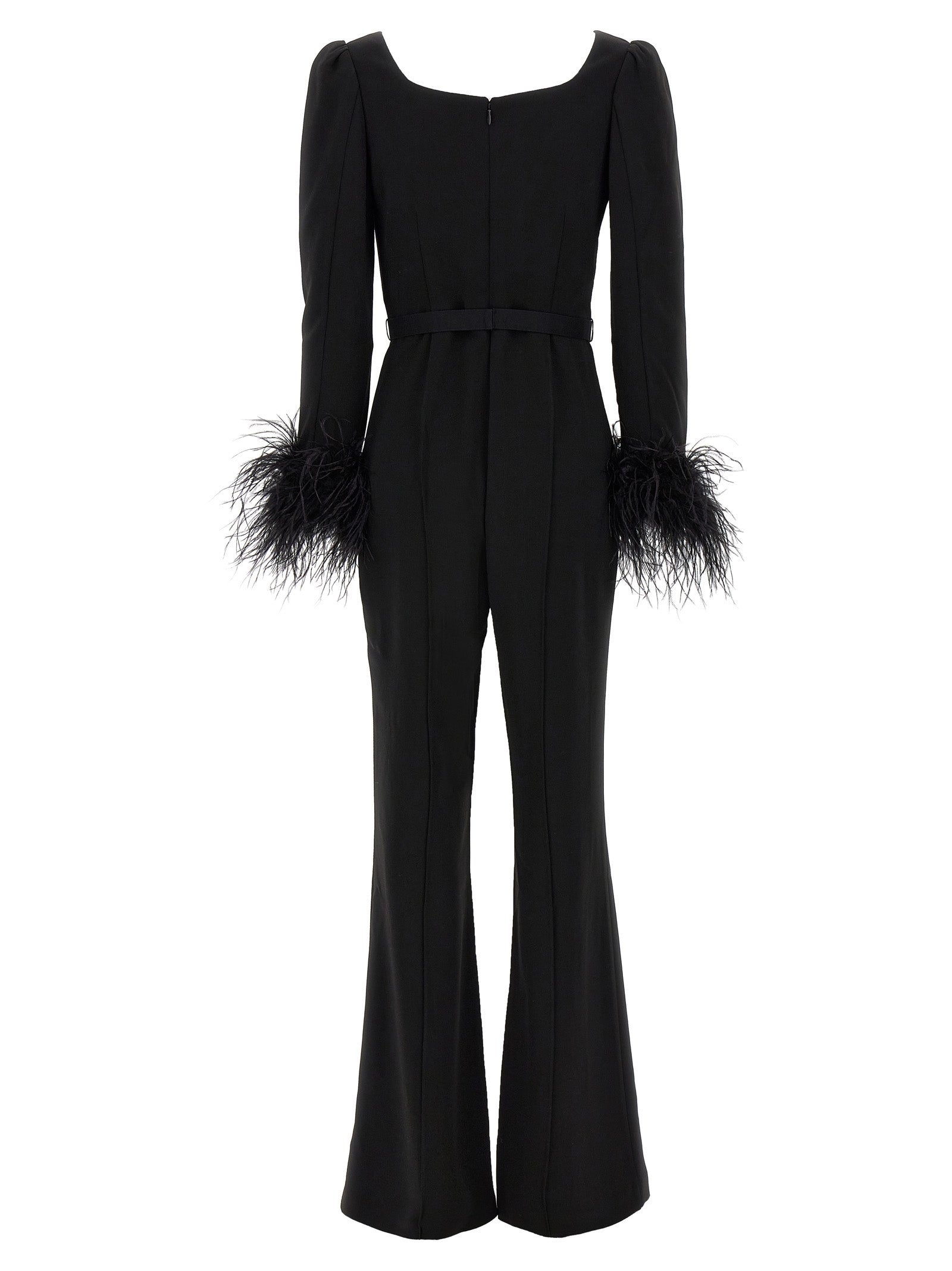 Self Portrait 'Black Crepe Feather' Jumpsuit