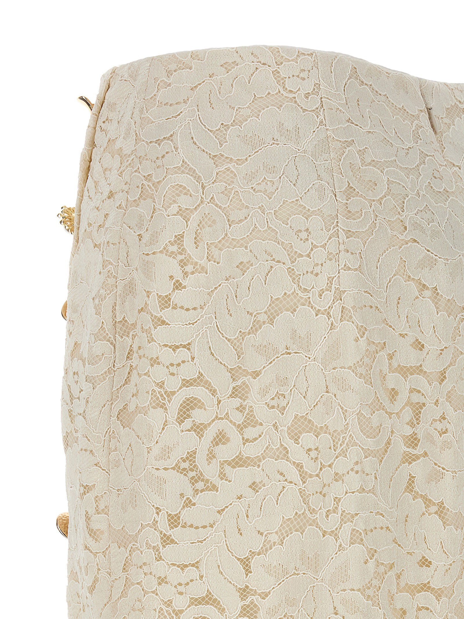 Self Portrait 'Cream Cord Lace Split Midi' Skirt