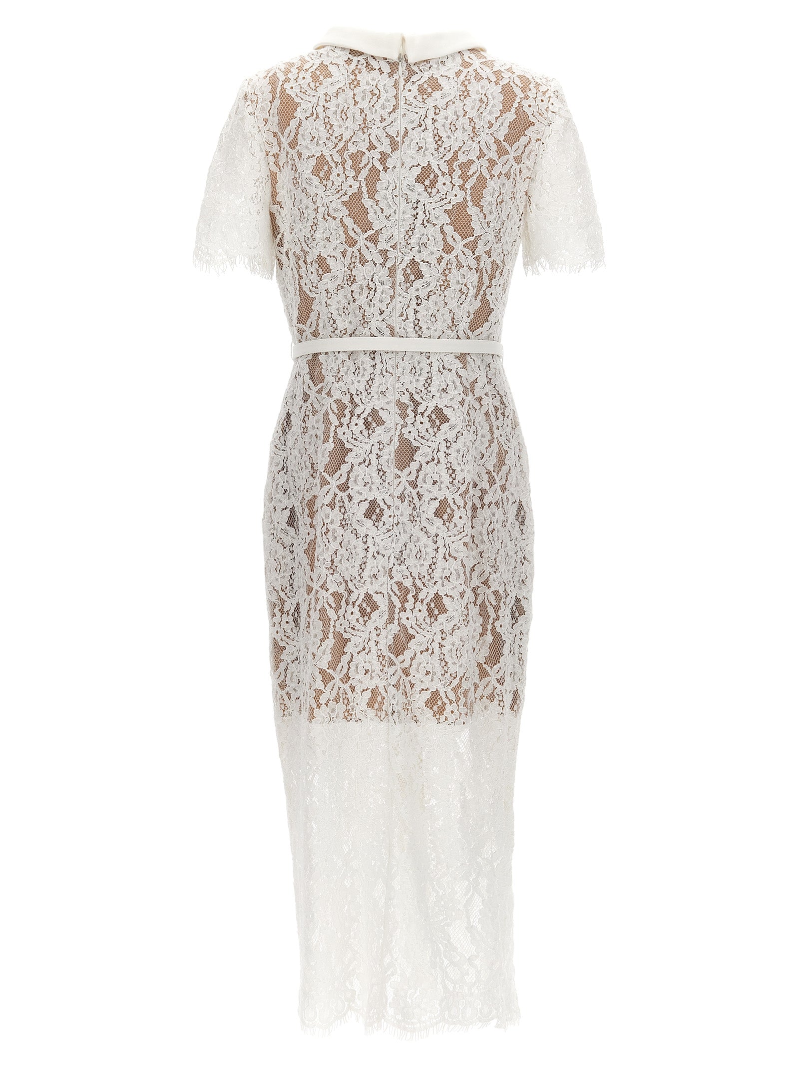 Self Portrait 'White Lace Button Midi' Dress