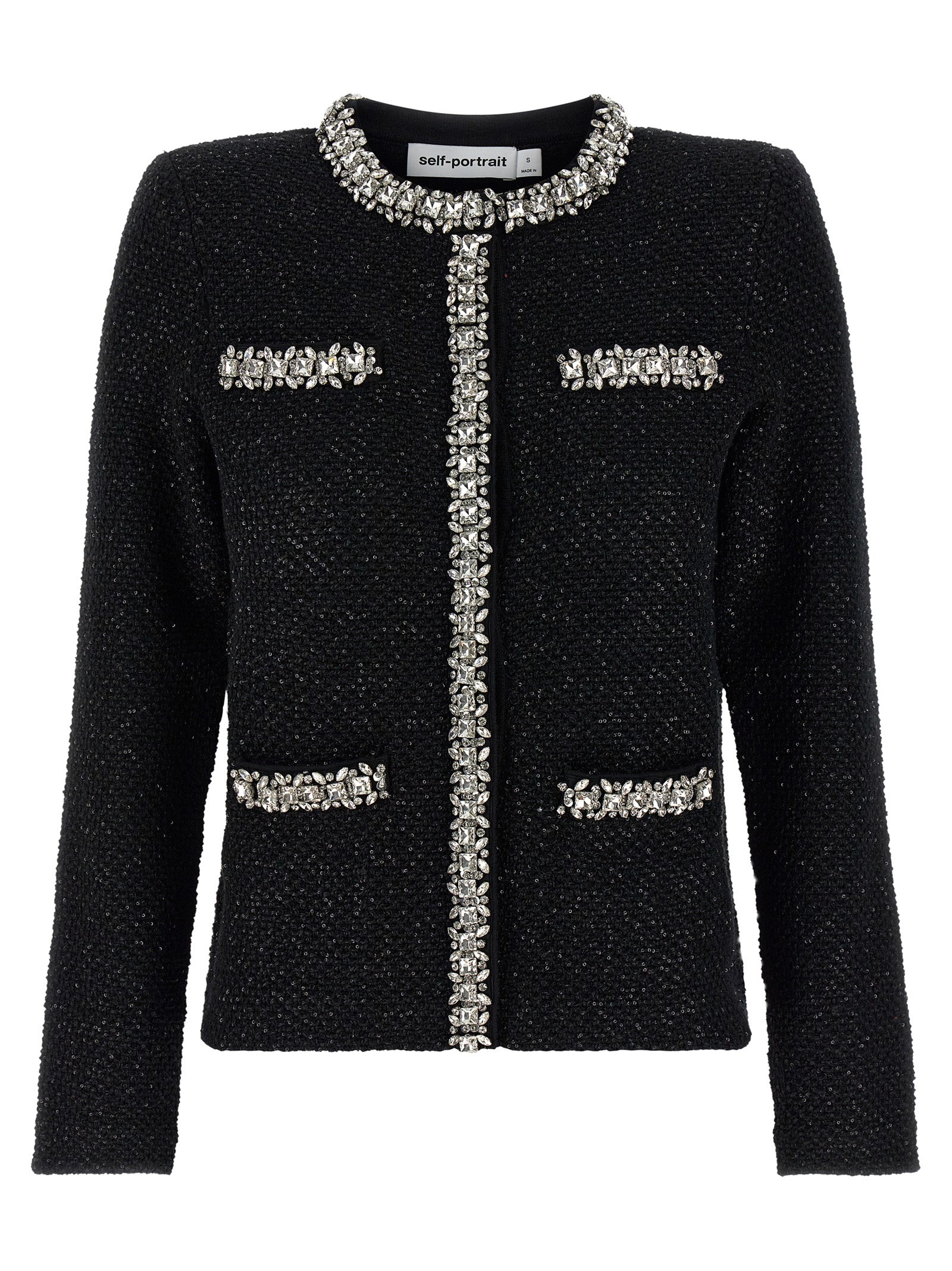 Self Portrait 'Black Sequin Knit' Cardigan