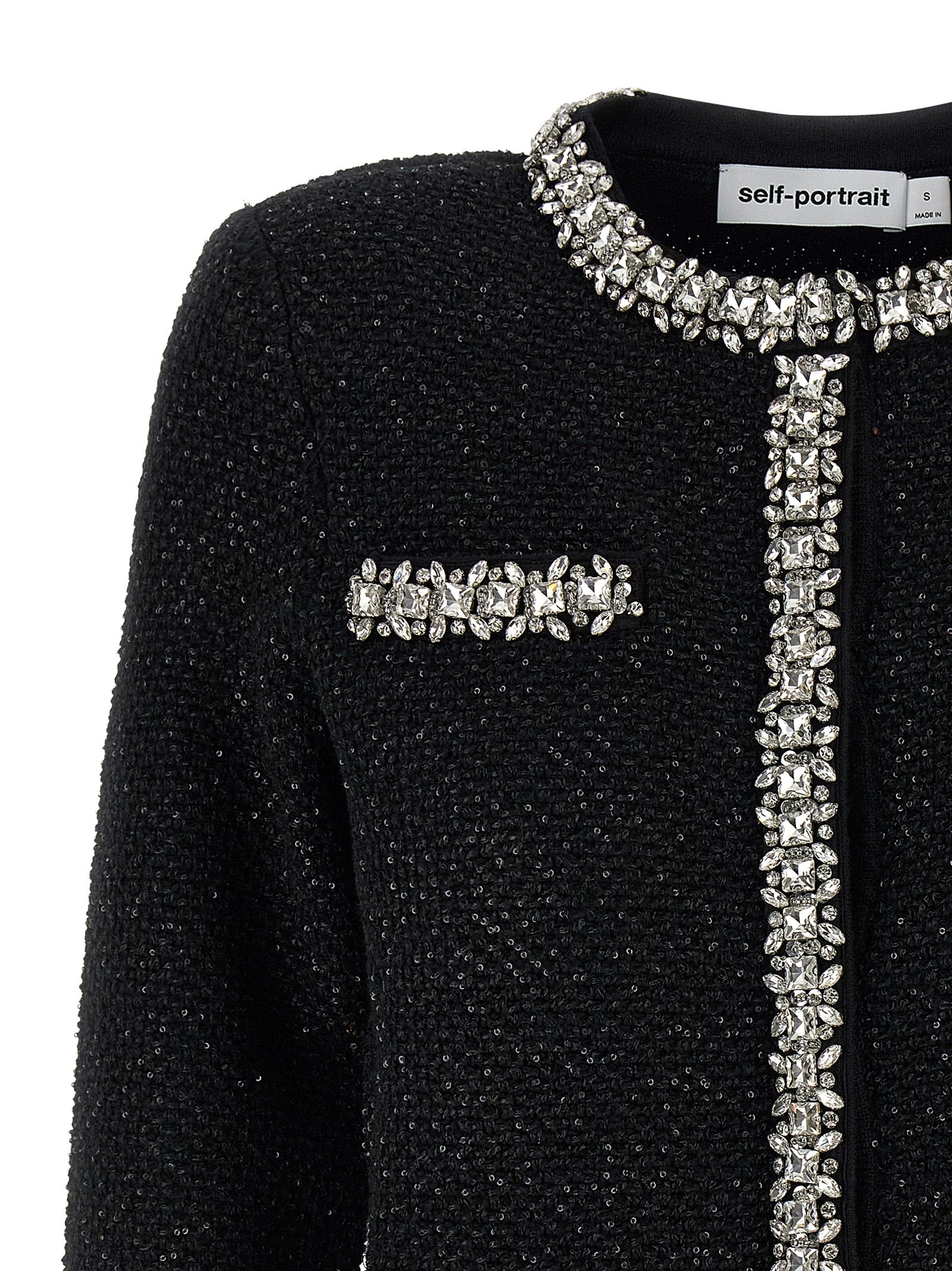 Self Portrait 'Black Sequin Knit' Cardigan