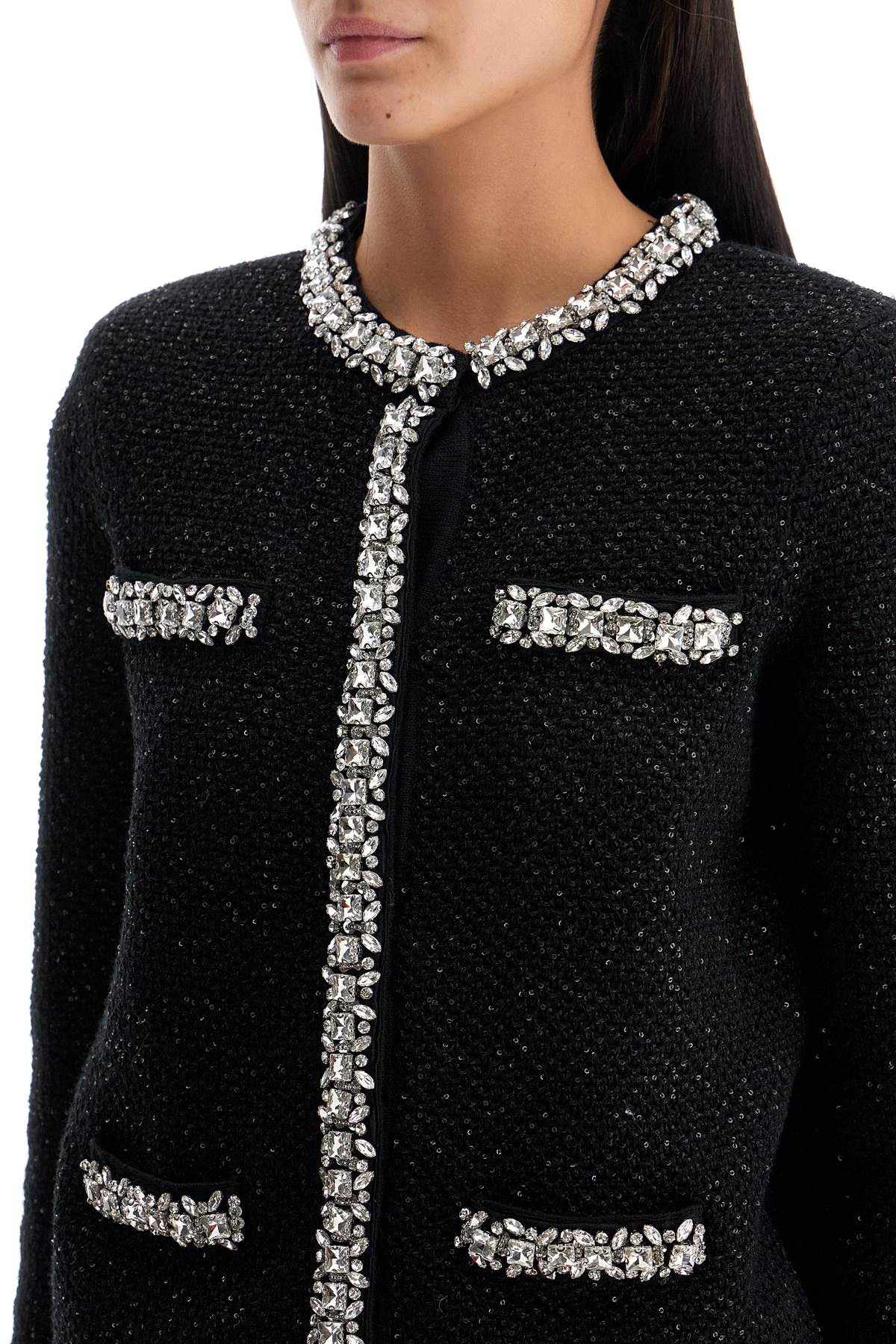 Self Portrait Cardigan With Crystals And Sequ