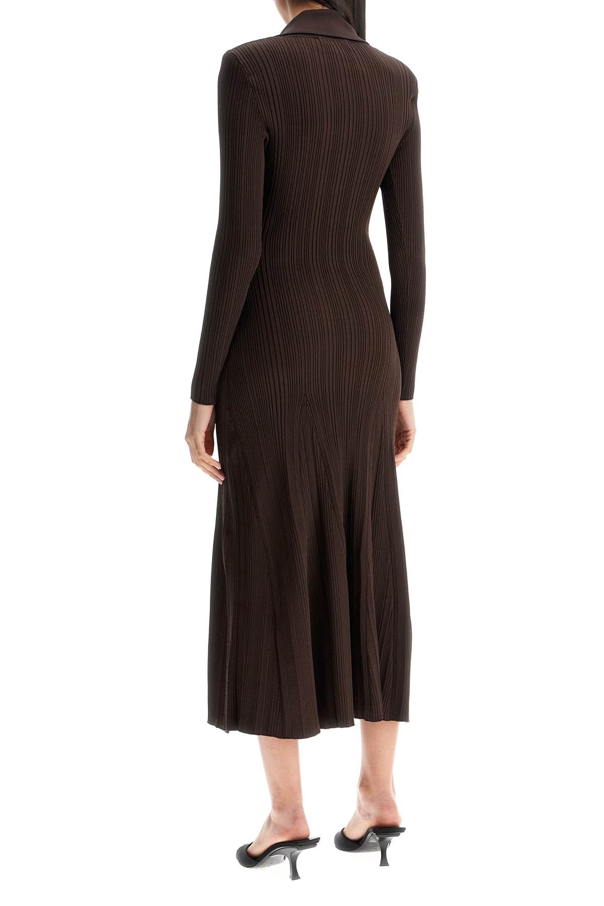 Self Portrait Midi Ribbed Viscose Dress With