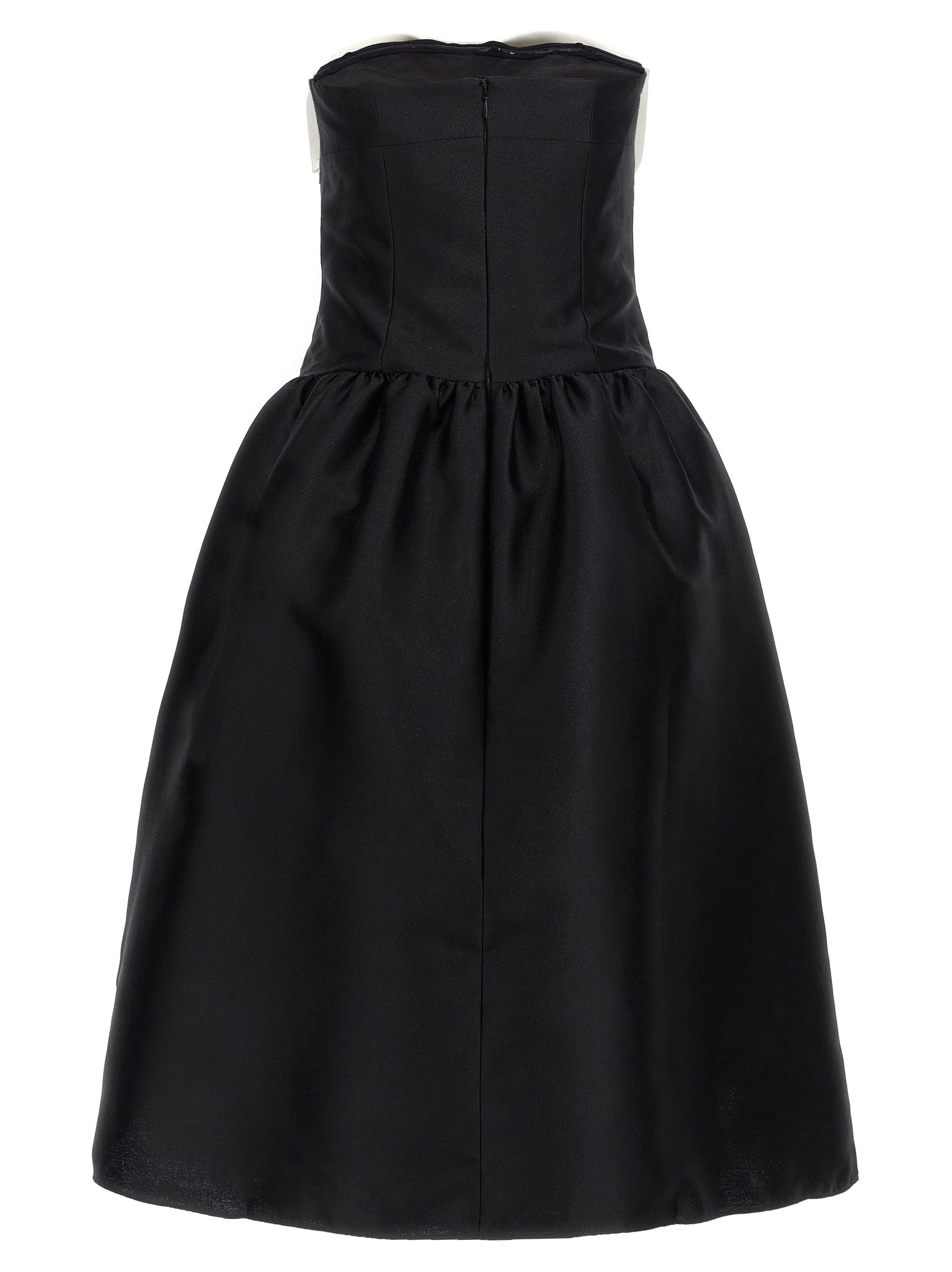 Self Portrait 'Black Taffeta Contrast Bow Midi' Dress