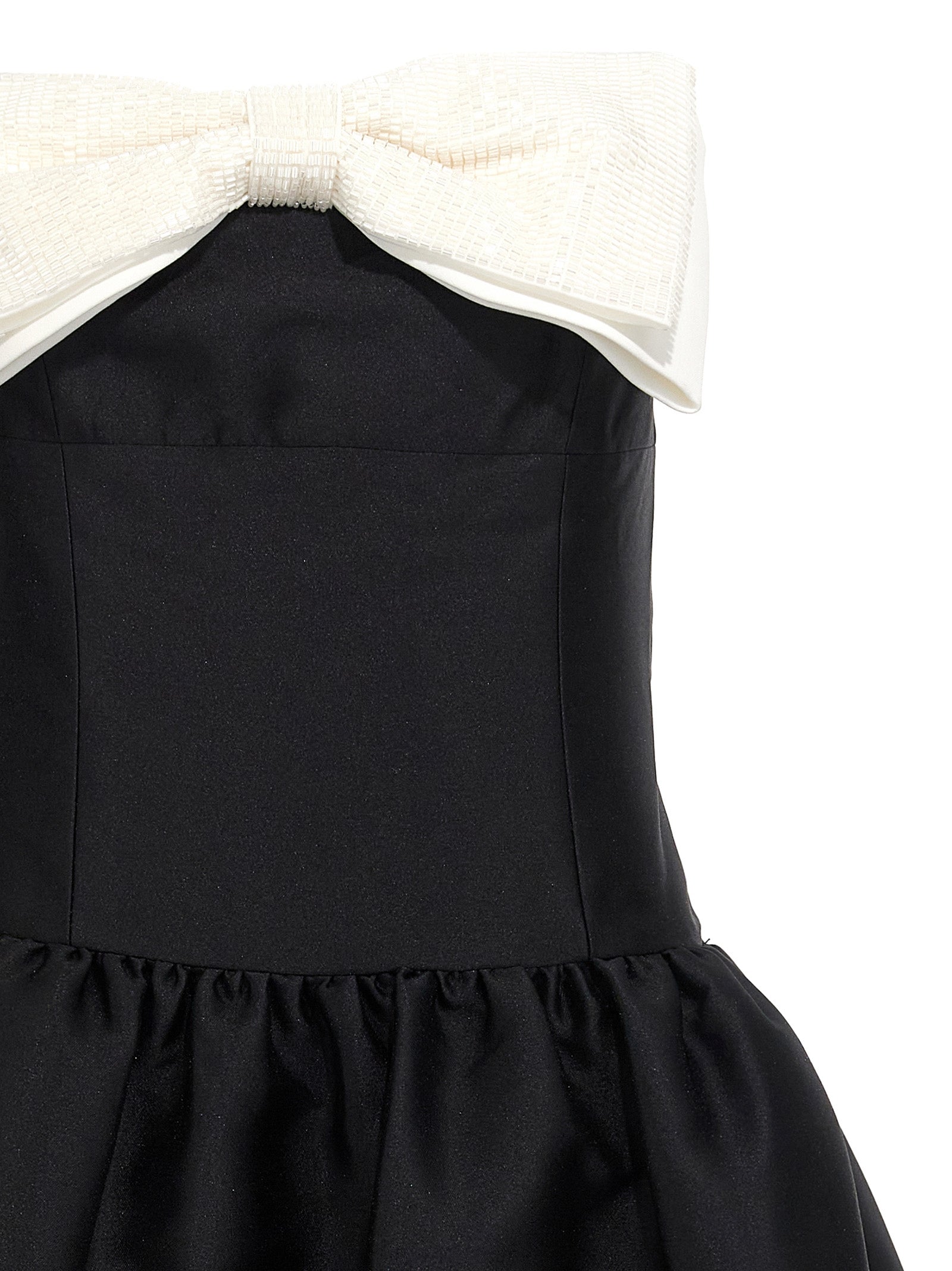 Self Portrait 'Black Taffeta Contrast Bow Midi' Dress