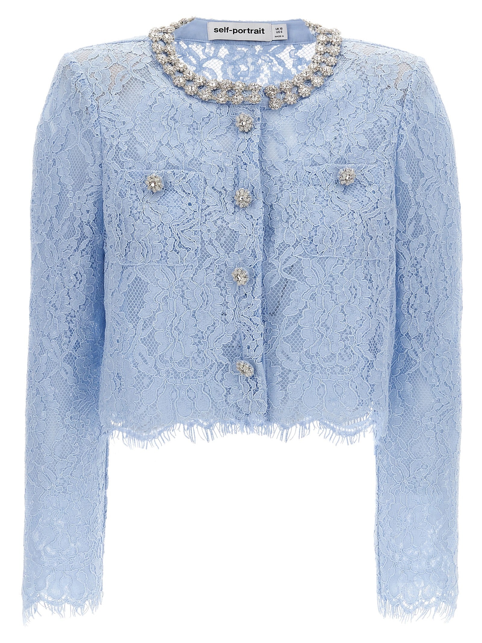 Self Portrait 'Blue Lace Embellished' Top