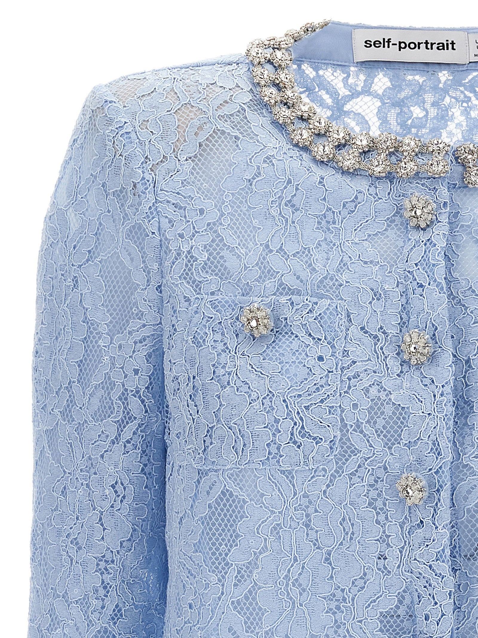 Self Portrait 'Blue Lace Embellished' Top