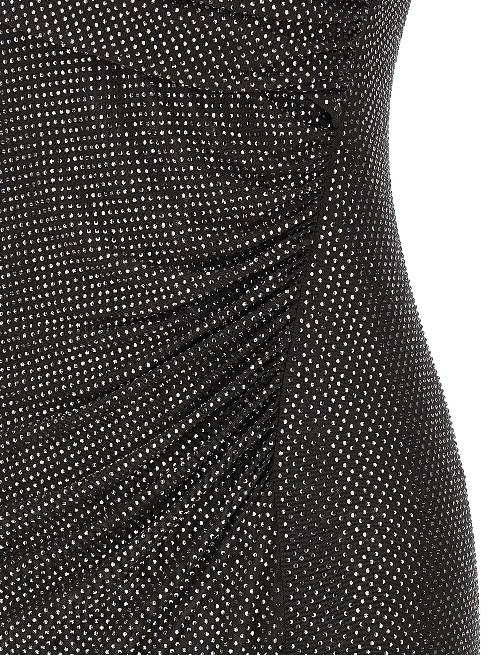 Self Portrait 'Slate Rhinestone Mesh Cut Out Midi' Dress