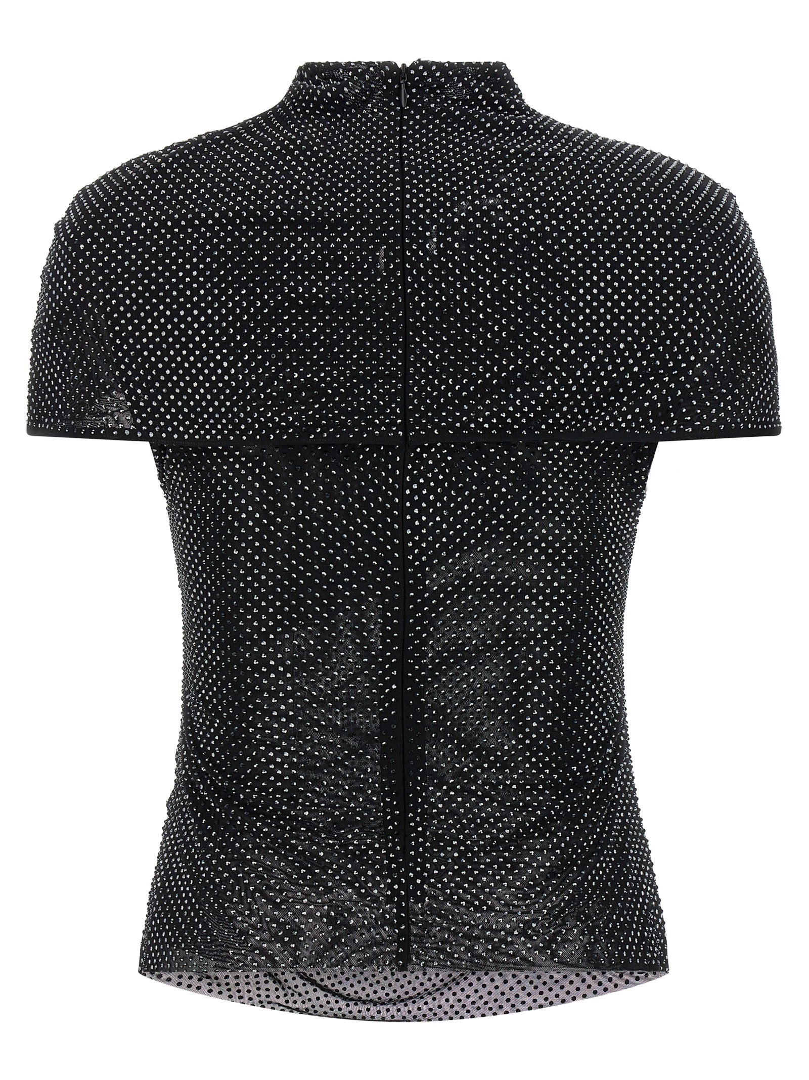 Self Portrait 'Black Rhinestone Mesh Cut Out' Top