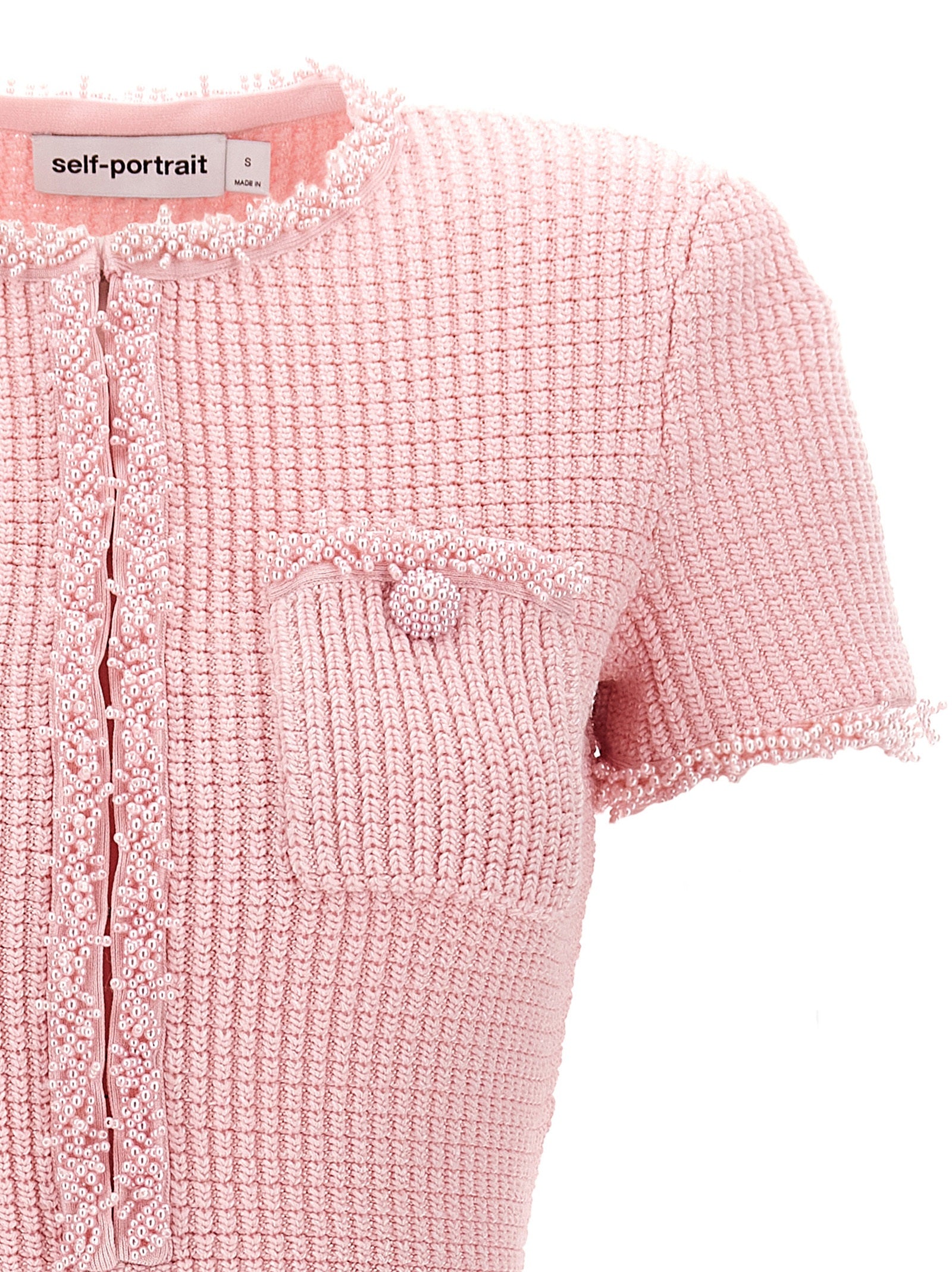 Self Portrait 'Pink Textured Knit Mini' Dress