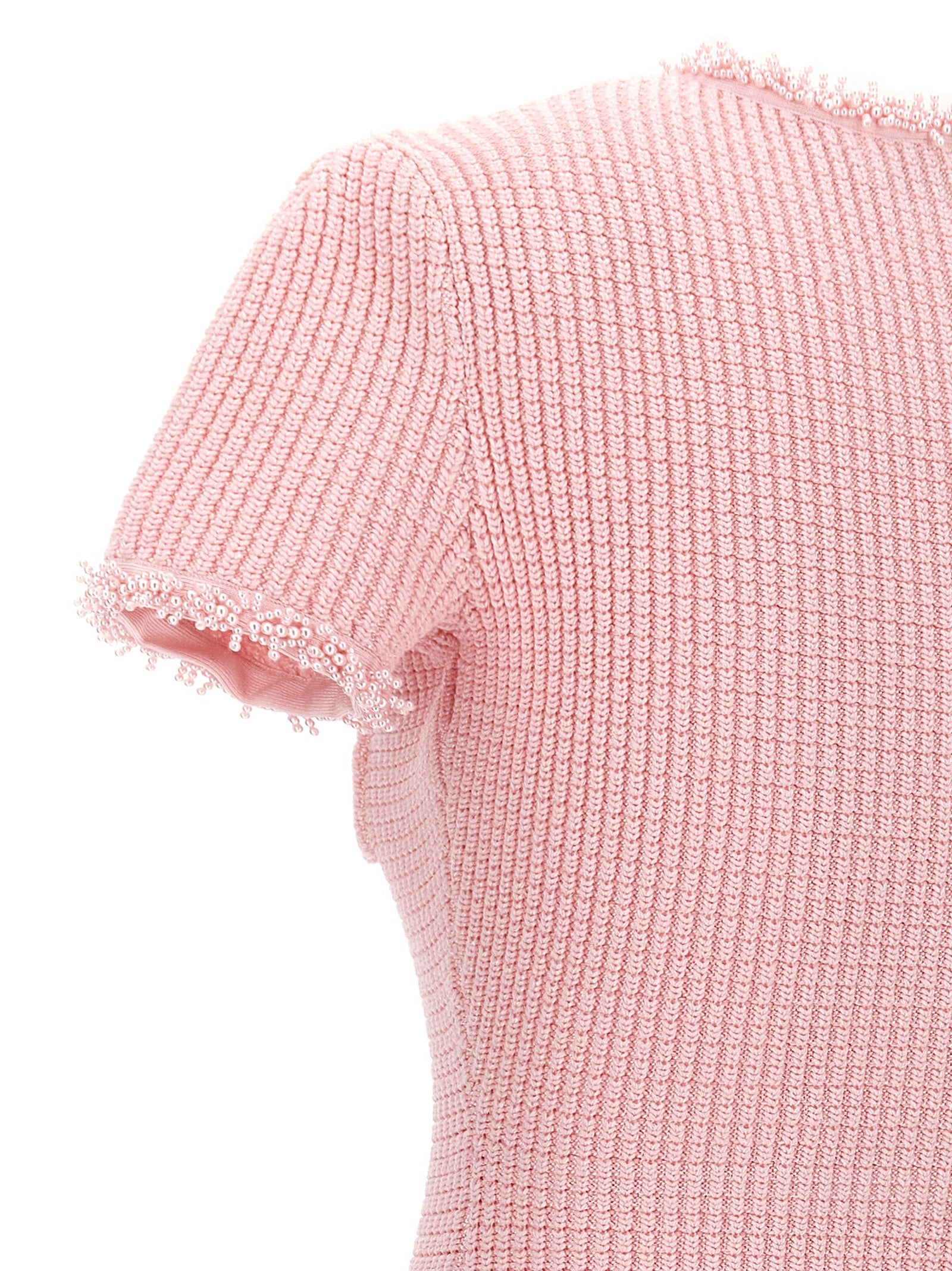 Self Portrait 'Pink Textured Knit Mini' Dress