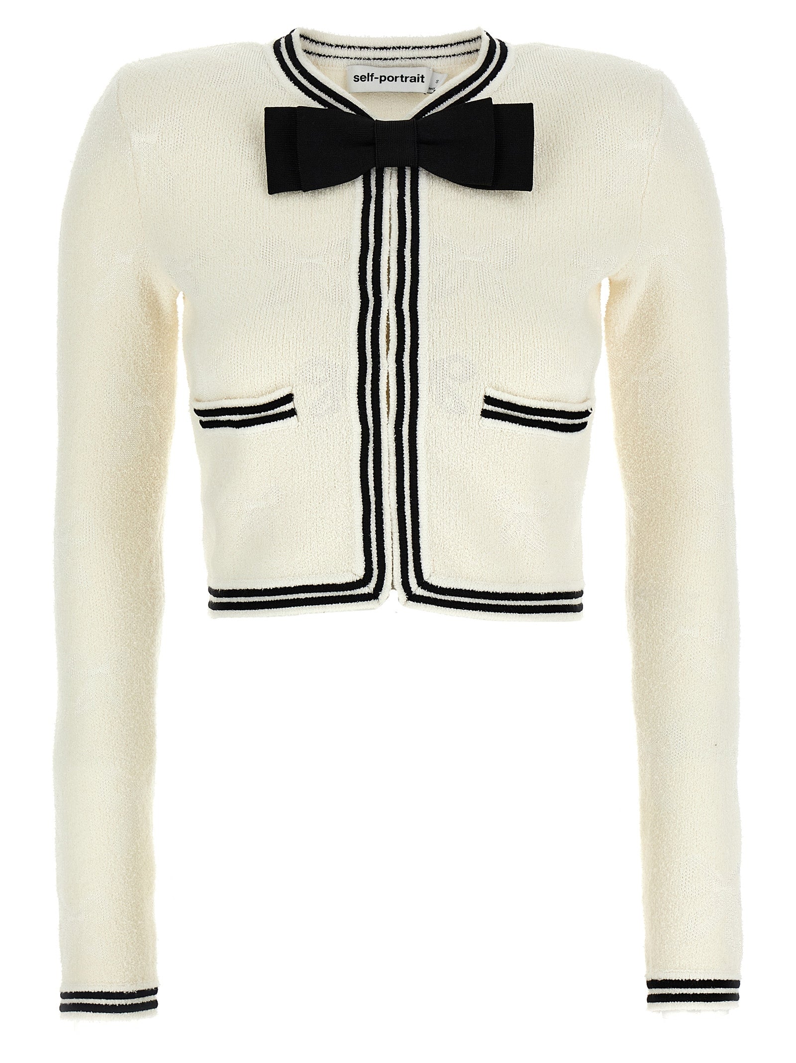 Self Portrait 'Cream Bow Jacquard' Cardigan