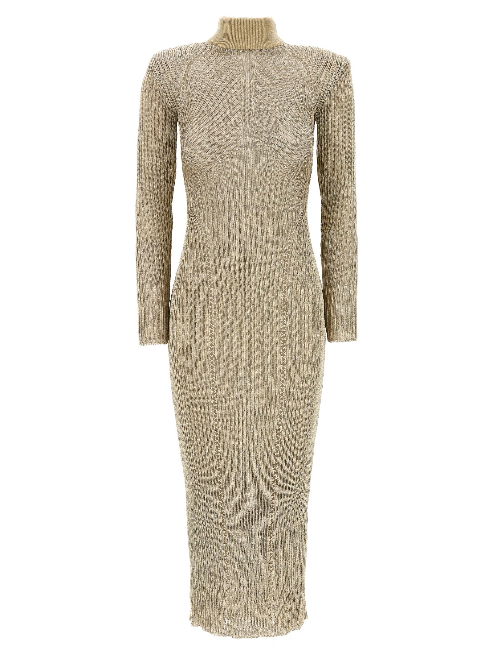 Self Portrait 'Gold Lurex Knit Maxi' Dress