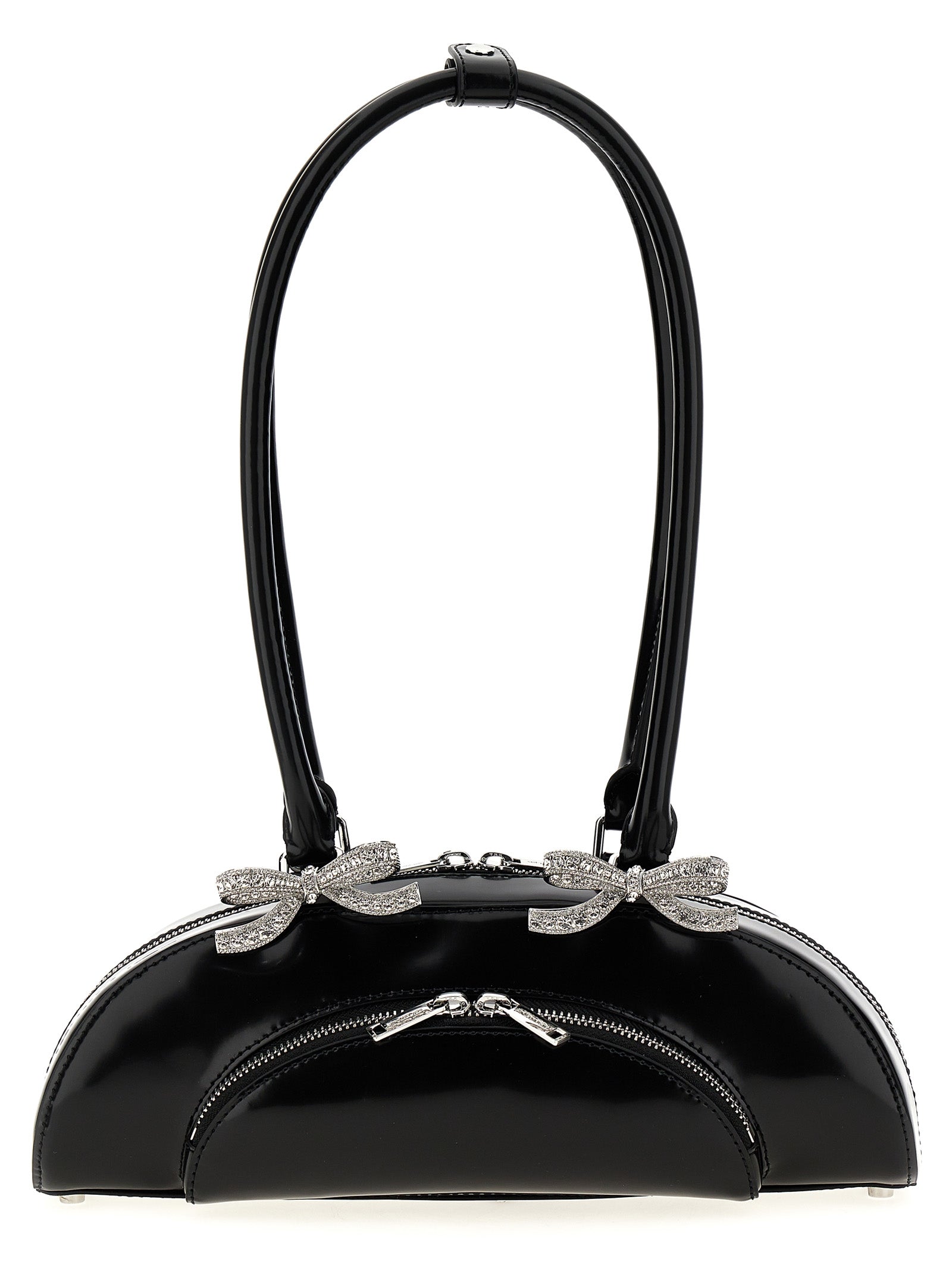 Self Portrait 'Black Leather Curved' Shoulder Bag