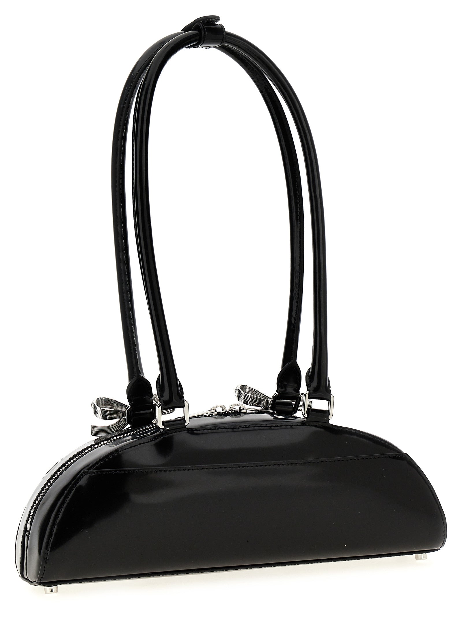 Self Portrait 'Black Leather Curved' Shoulder Bag