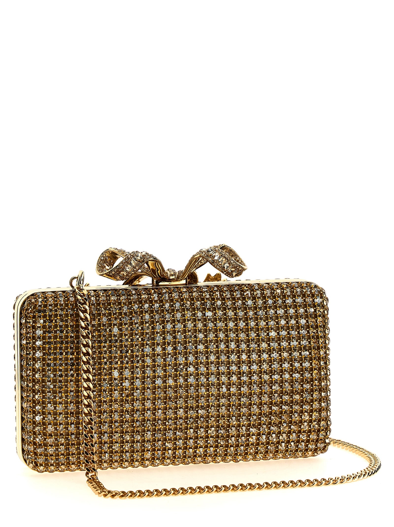 Self Portrait 'Gold Crystal Box' Clutch