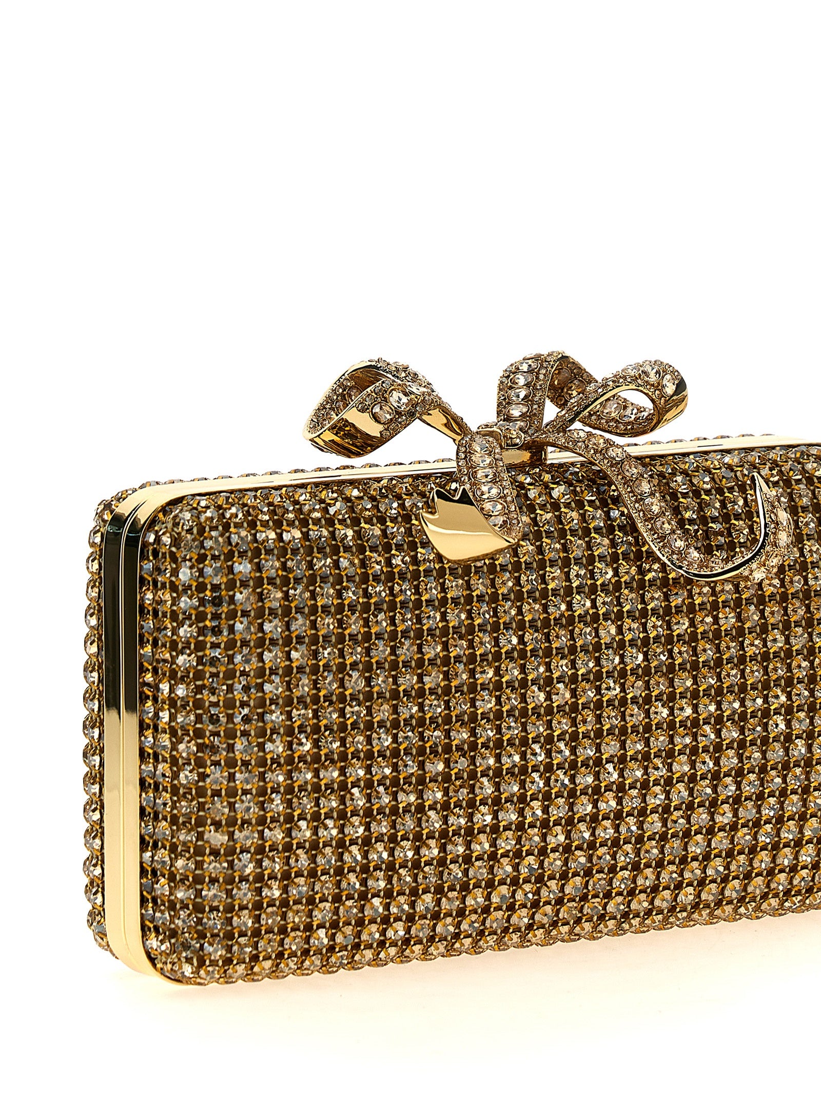 Self Portrait 'Gold Crystal Box' Clutch