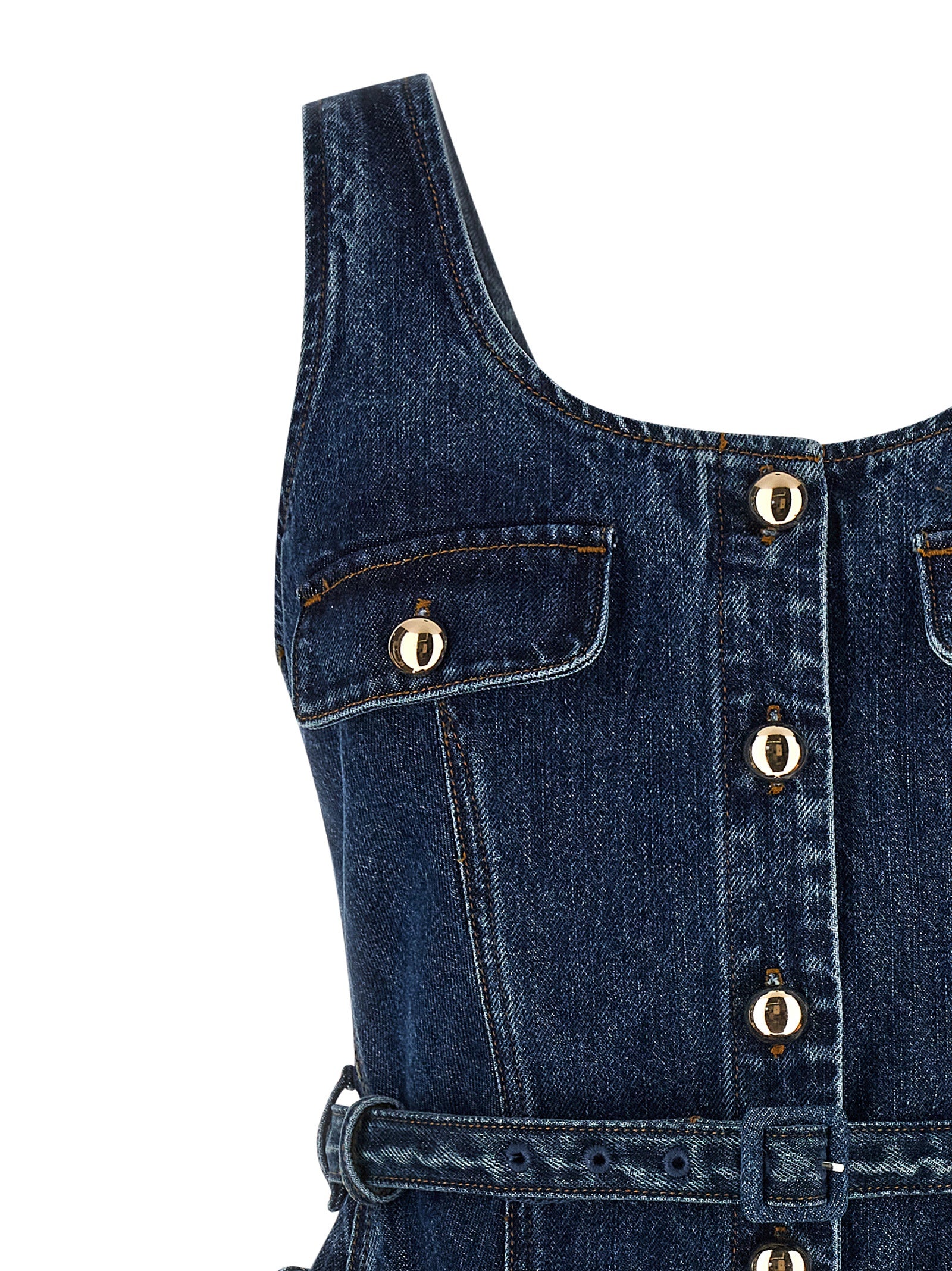 Self Portrait 'Flared Denim Mini' Dress