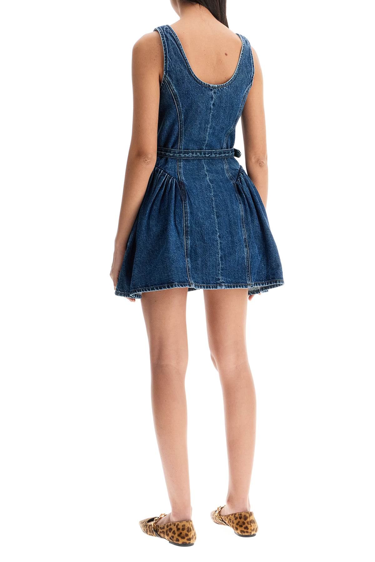 Self Portrait Flared Denim Mini Dress With A