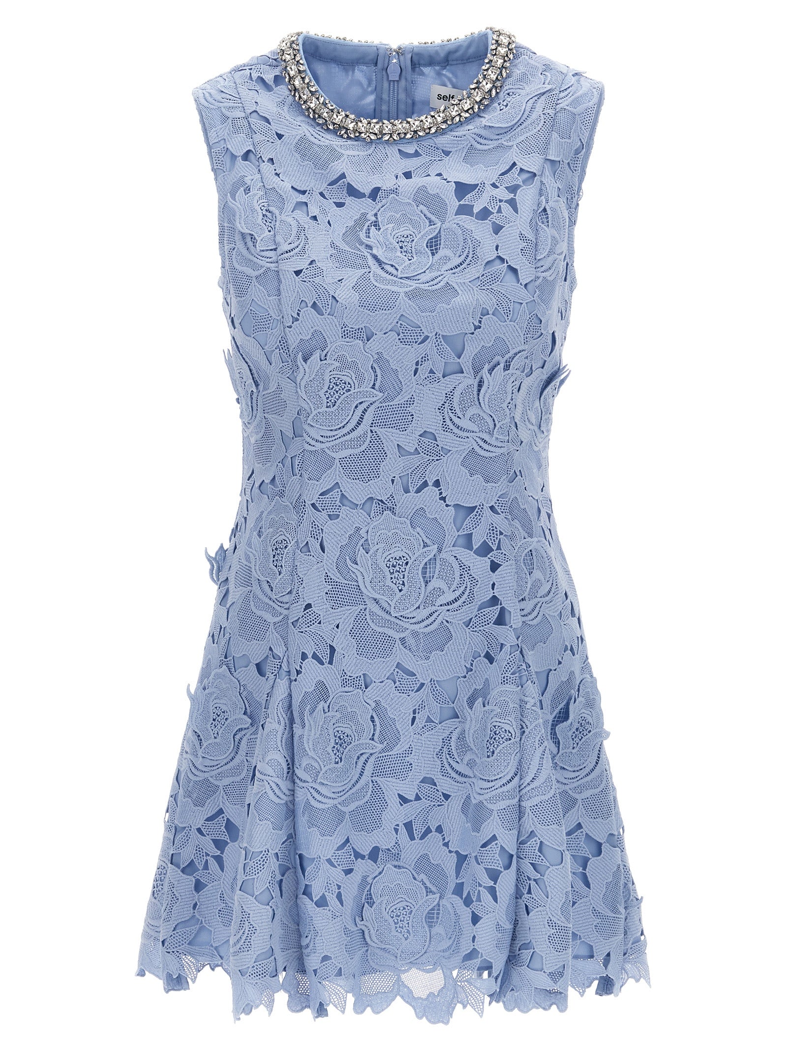 Self Portrait 'Blue Flower Lace Mini' Dress