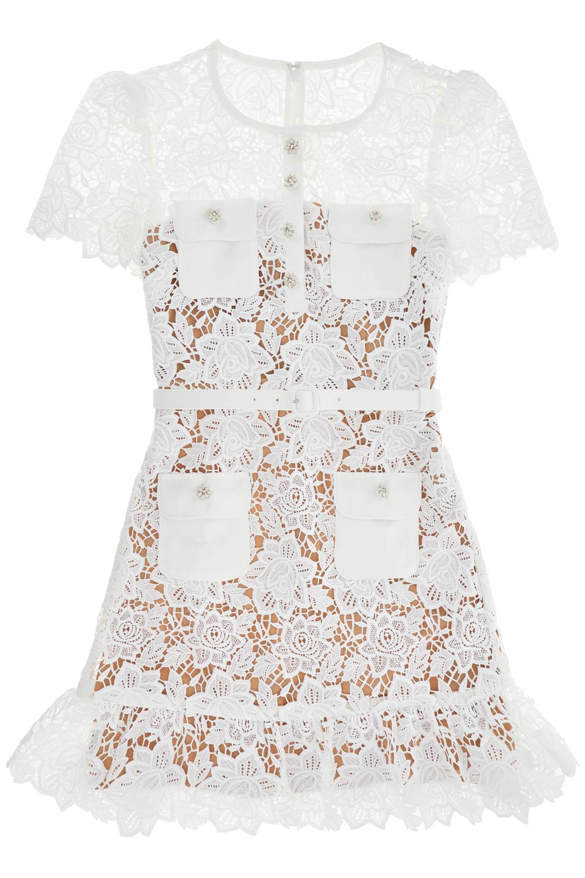 Self Portrait Lace Mini Dress With Belt