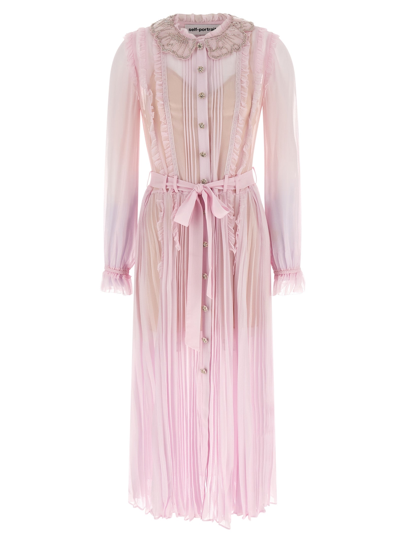 Self Portrait 'Pink Pleated Georgette Midi' Dresses