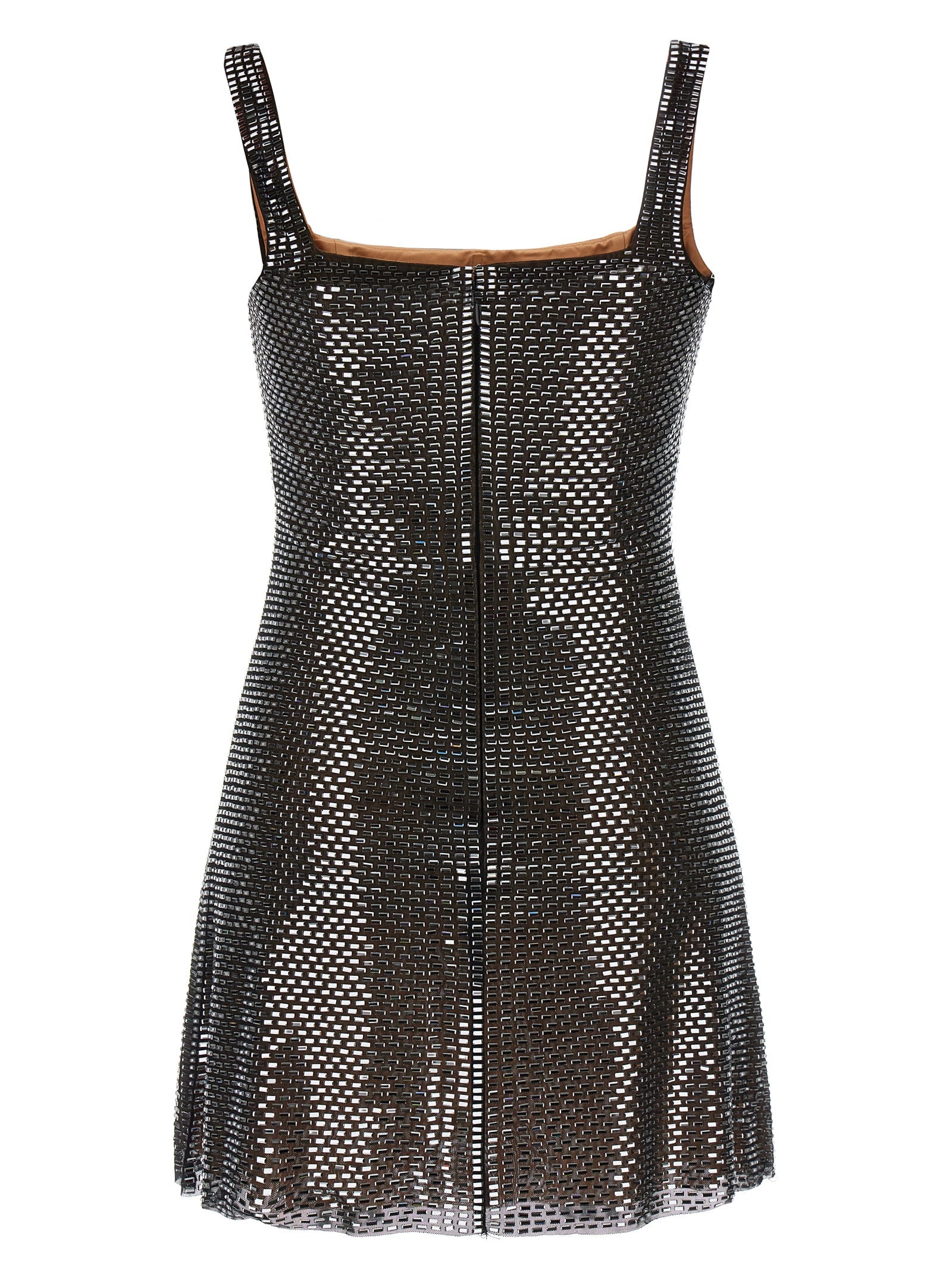 Self Portrait 'Gunmetal Rhinestone Mesh Mini' Dress