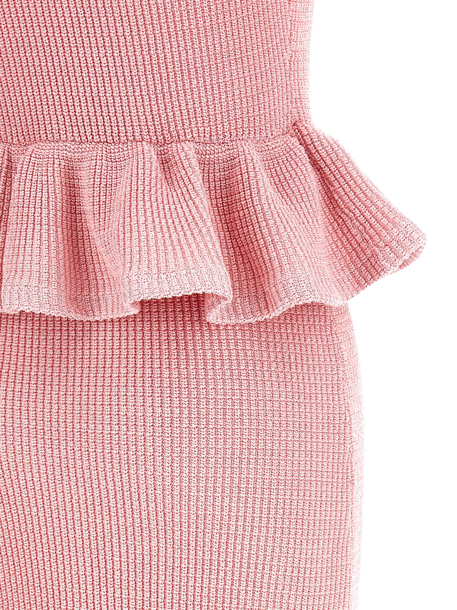 Self Portrait 'Pink Peplum Knit Midi' Dress