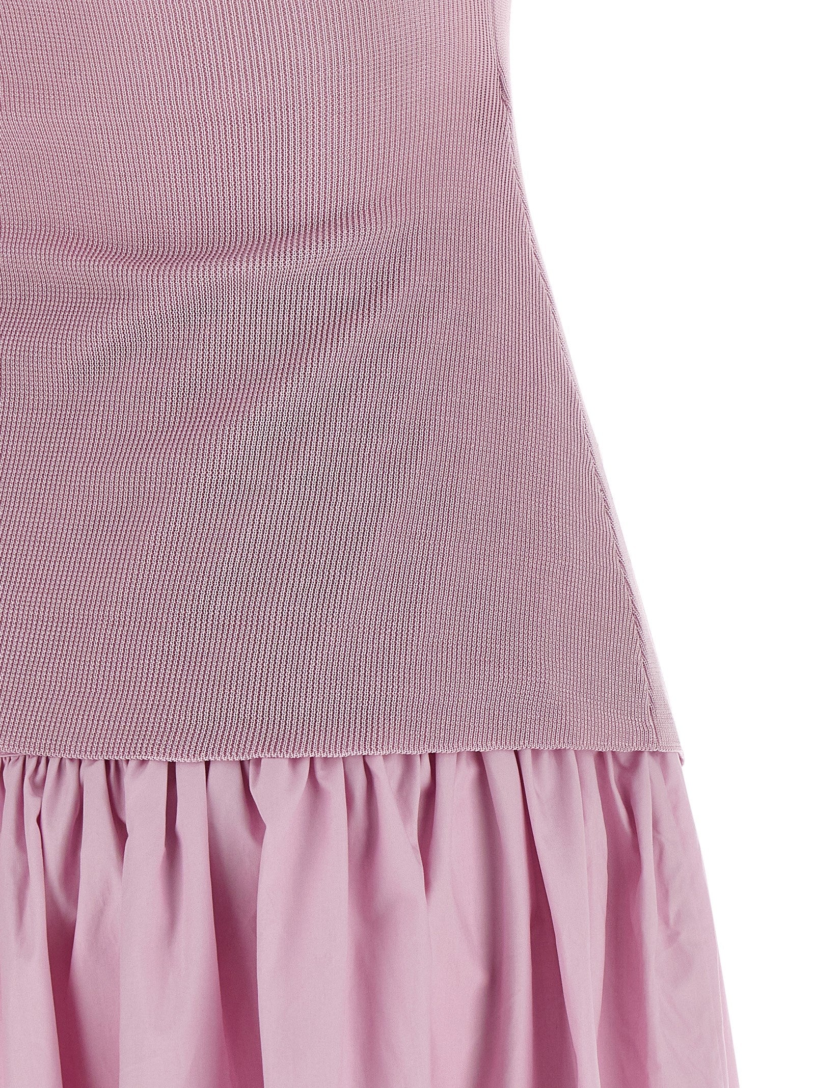 Self Portrait 'Pink Cotton Draped Knit Midi' Dress