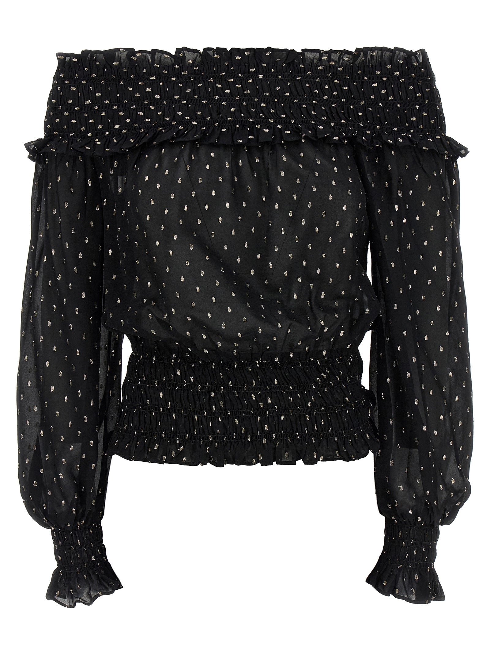 Self Portrait 'Black And Gold Chiffon' Top