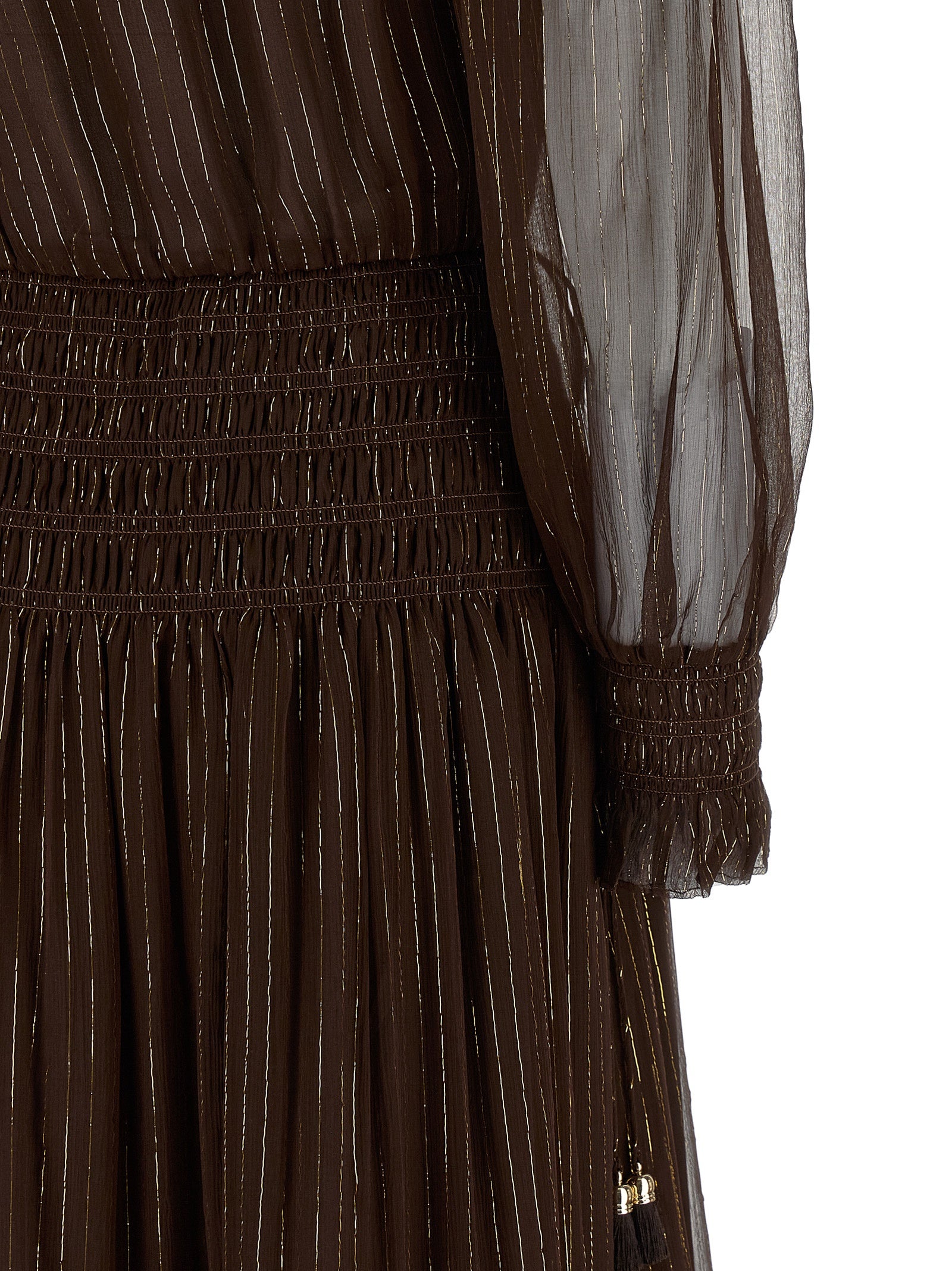 Self Portrait 'Brown Georgette Off Shoulder Maxi' Dress