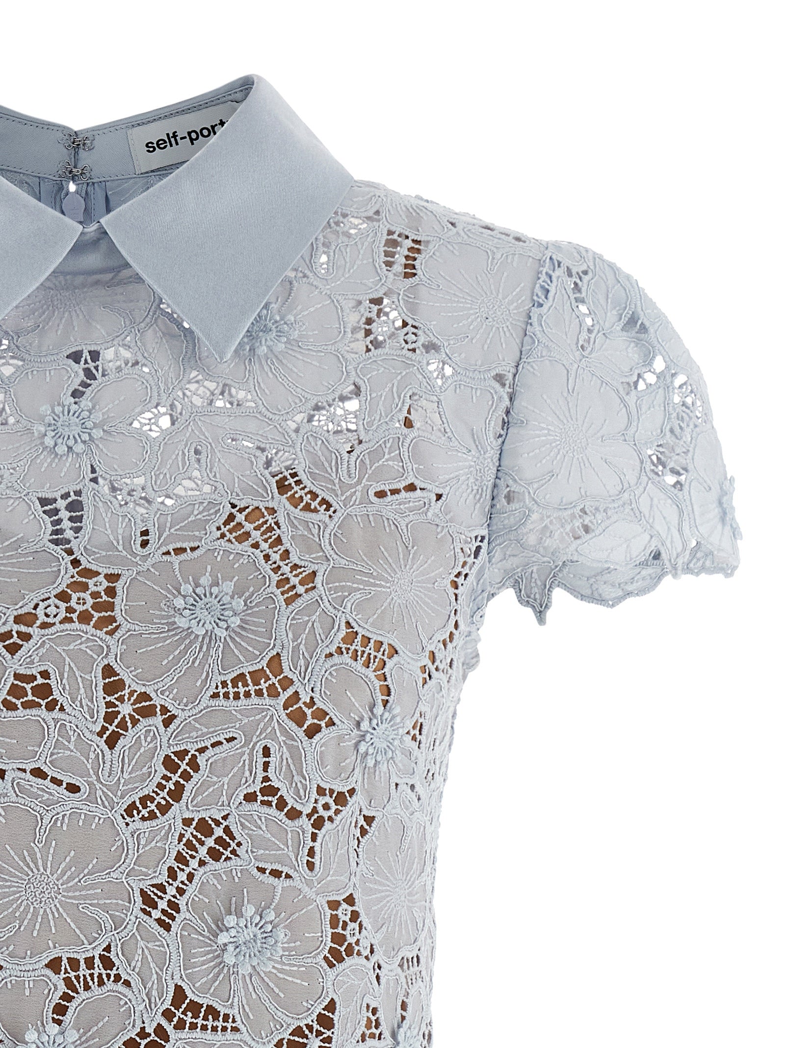 Self Portrait 'Blue Guipure Lace Mini' Dress